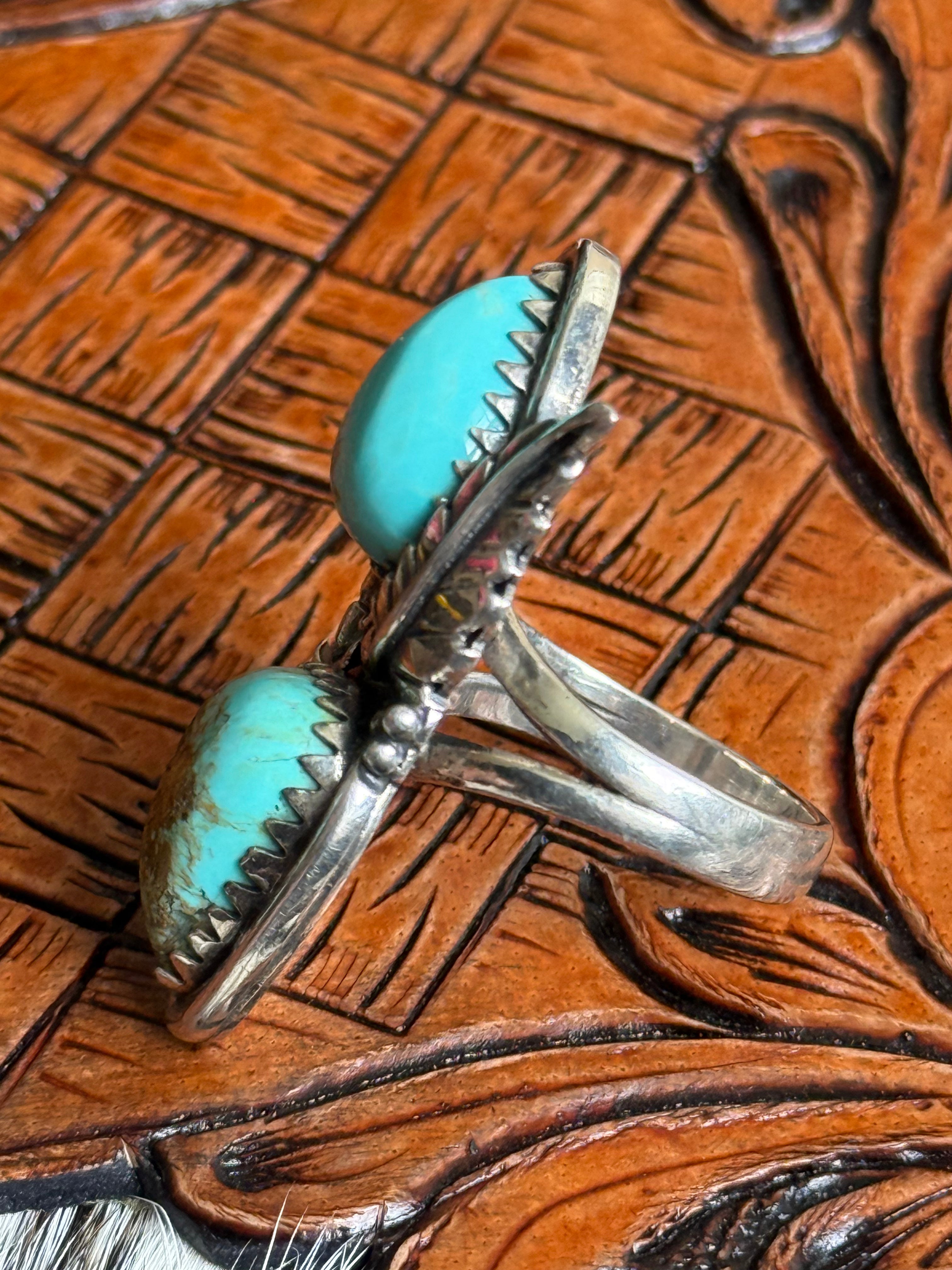 Turquoise 2 stone ring