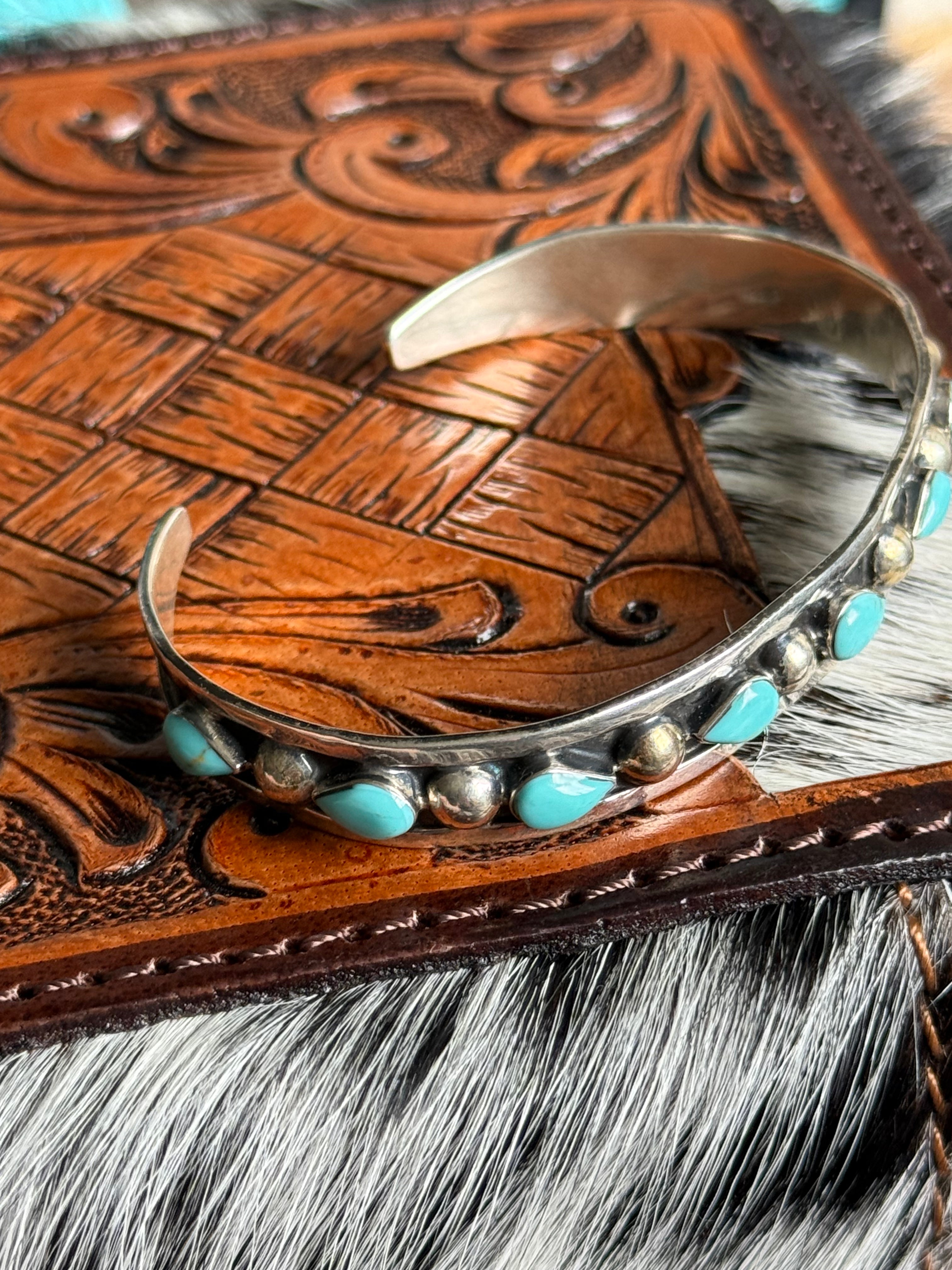 Mexico silver and turquoise cuff