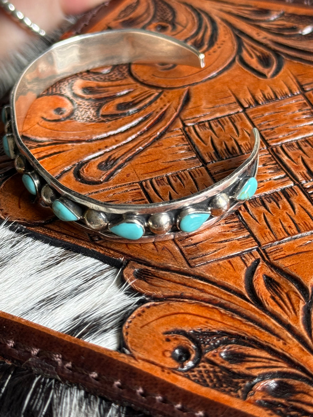 Mexico silver and turquoise cuff