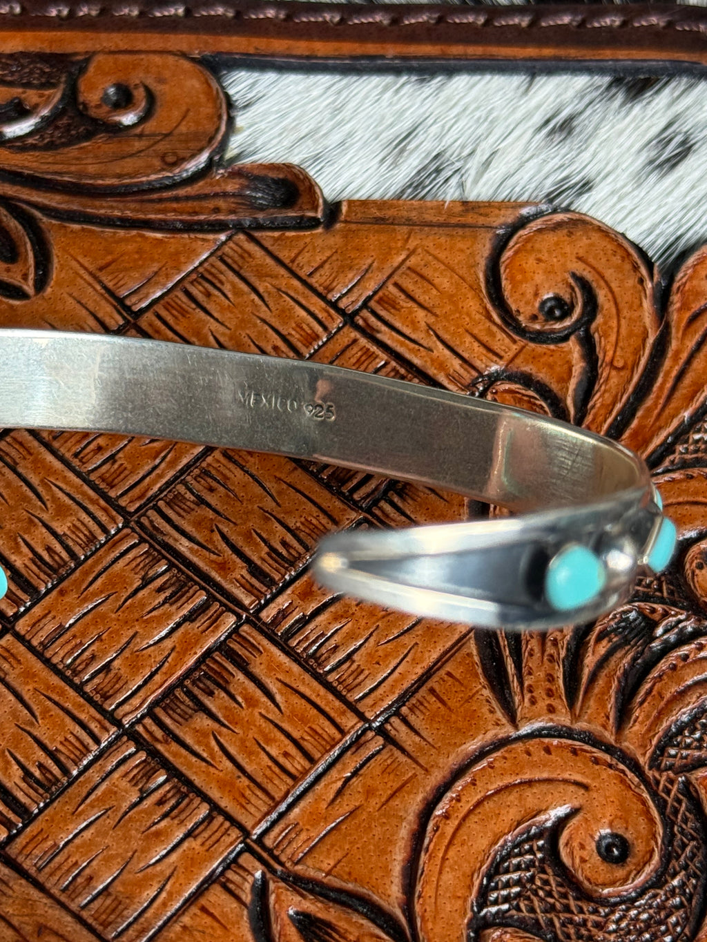 Mexico silver and turquoise cuff