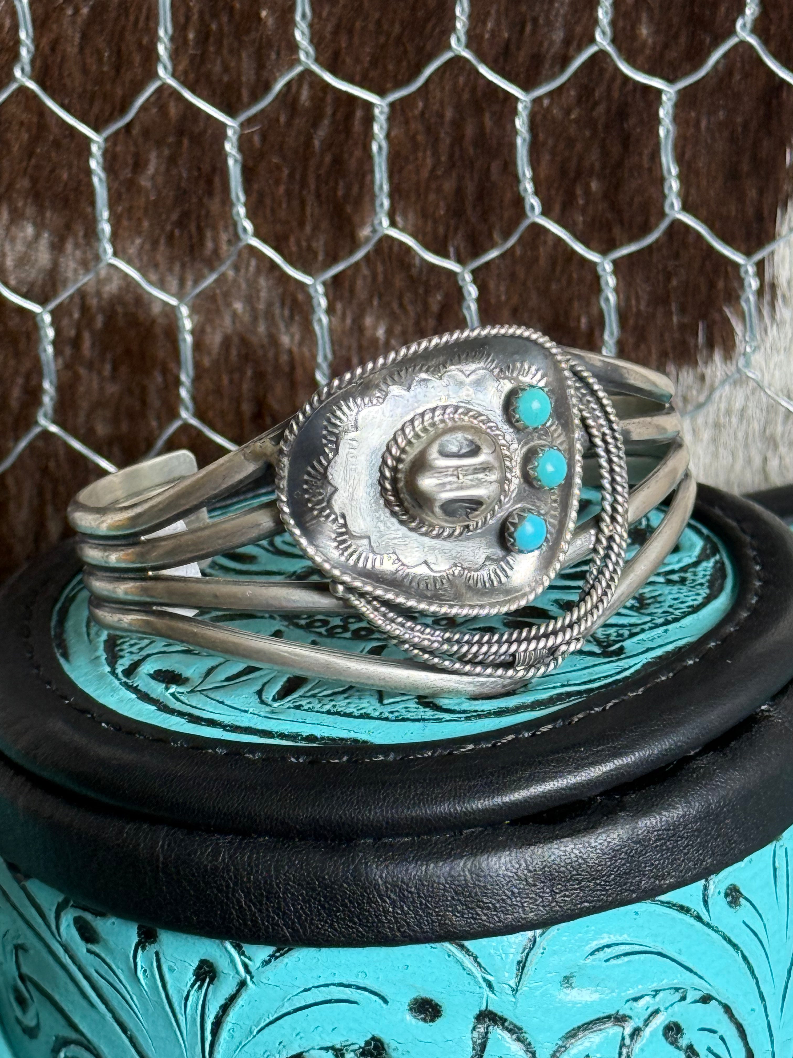 Navajo handmade turquoise cowboy hat cuff