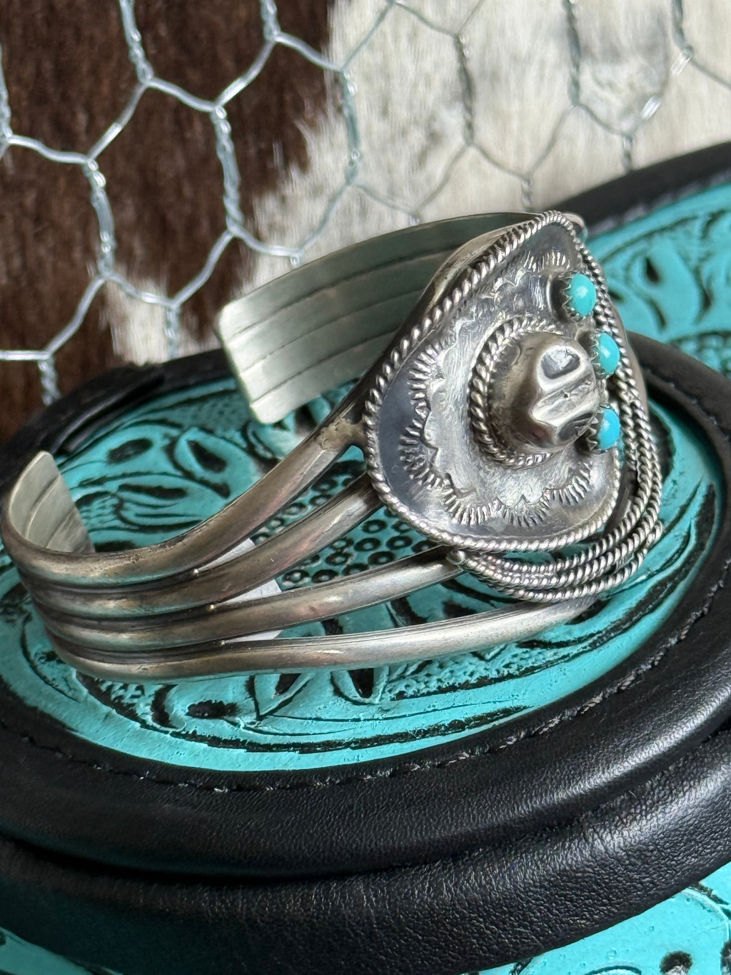Navajo handmade turquoise cowboy hat cuff