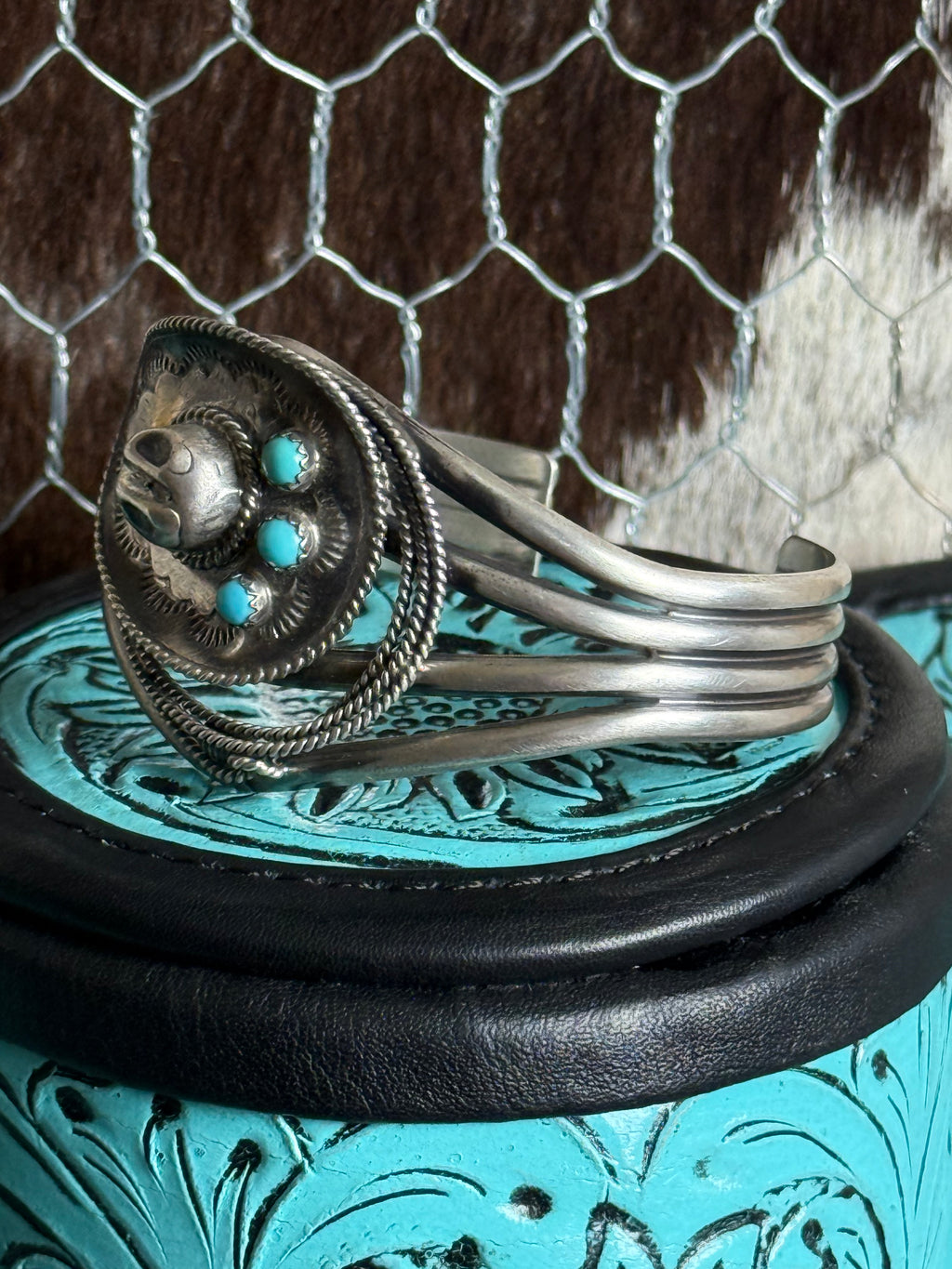 Navajo handmade turquoise cowboy hat cuff