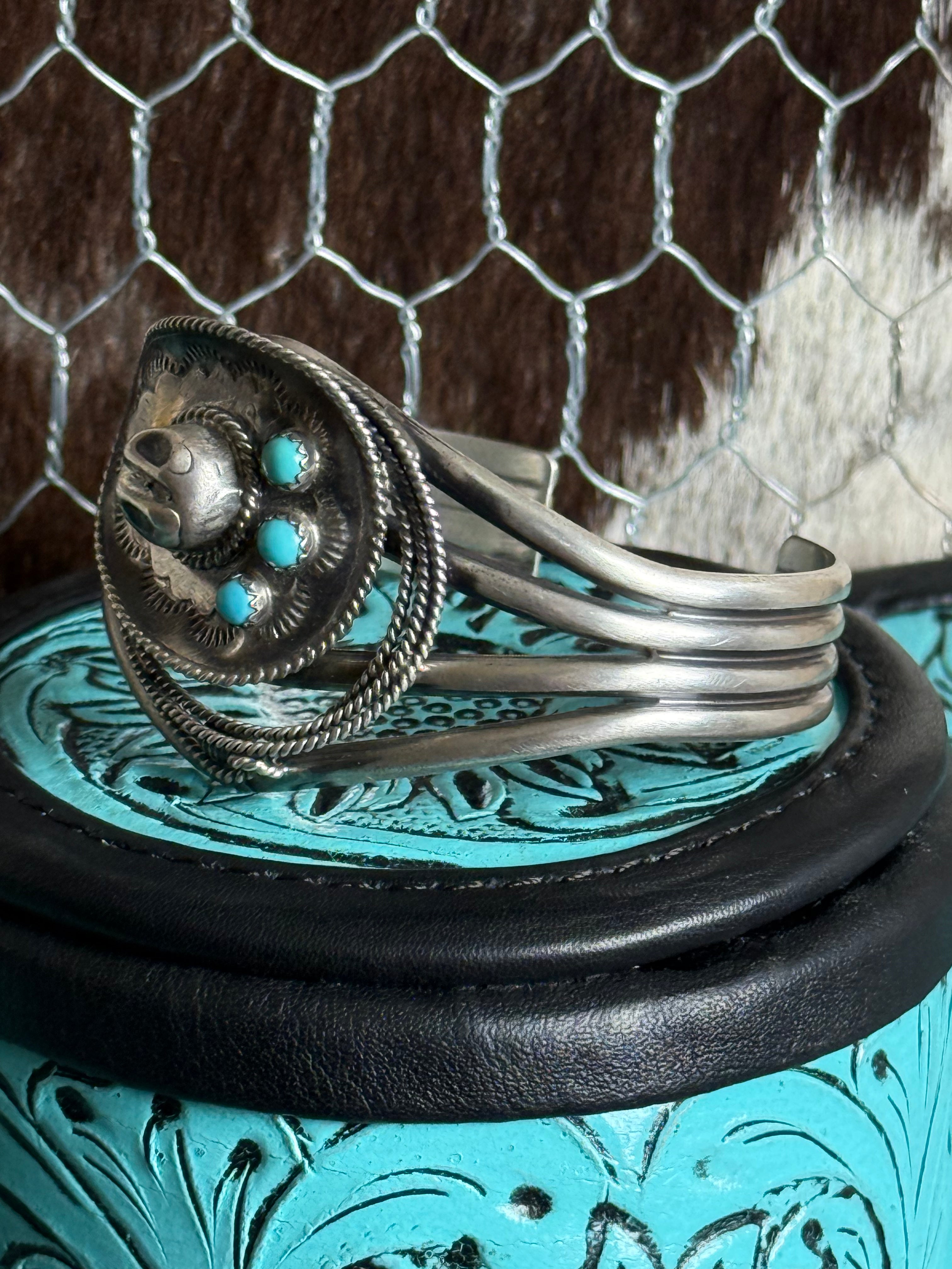 Navajo handmade turquoise cowboy hat cuff