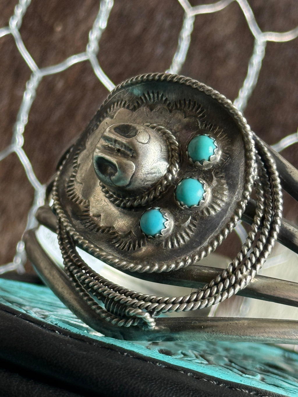 Navajo handmade turquoise cowboy hat cuff