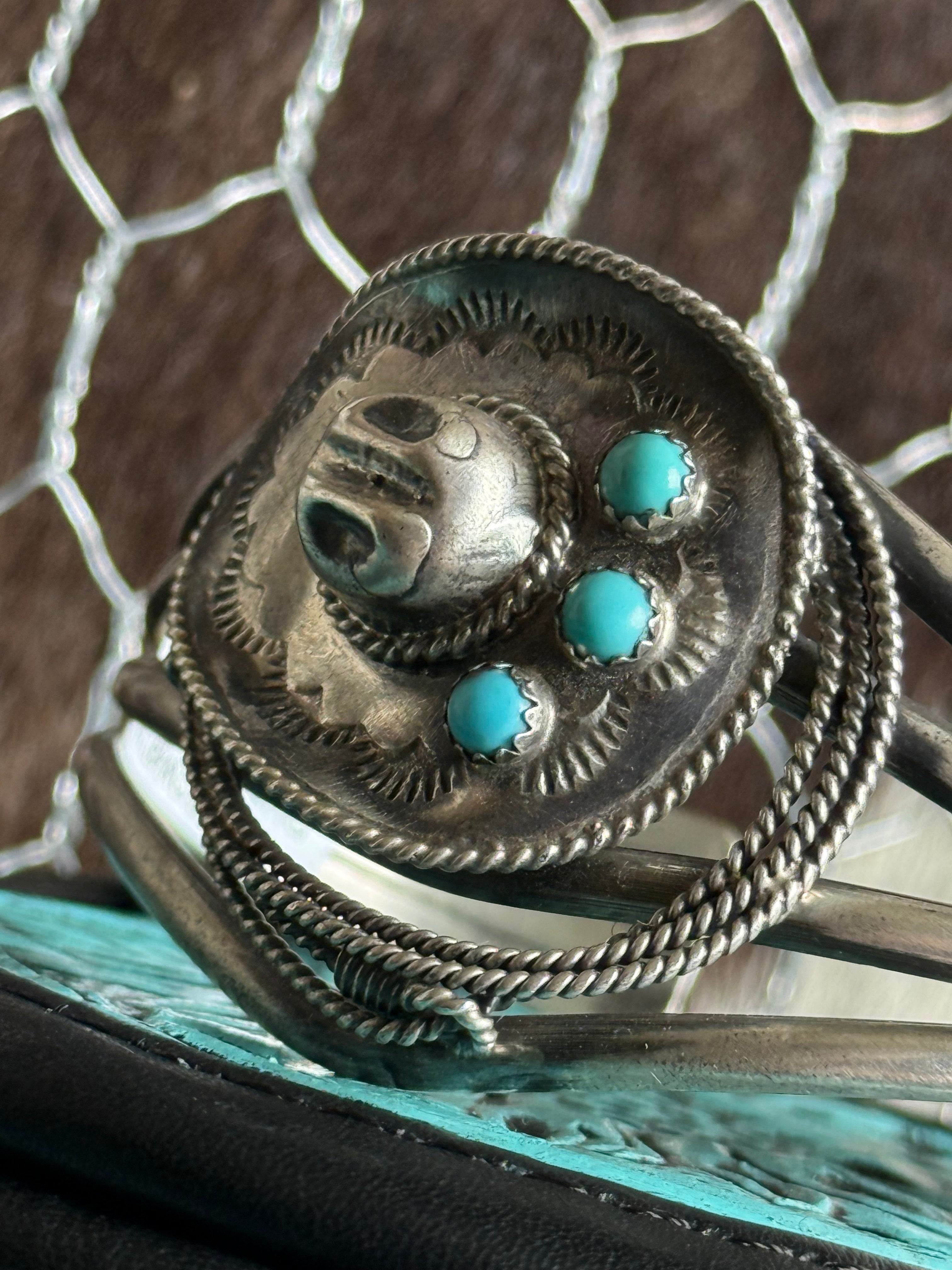 Navajo handmade turquoise cowboy hat cuff