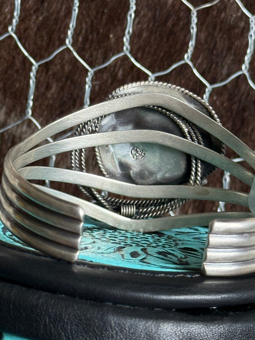 Navajo handmade turquoise cowboy hat cuff