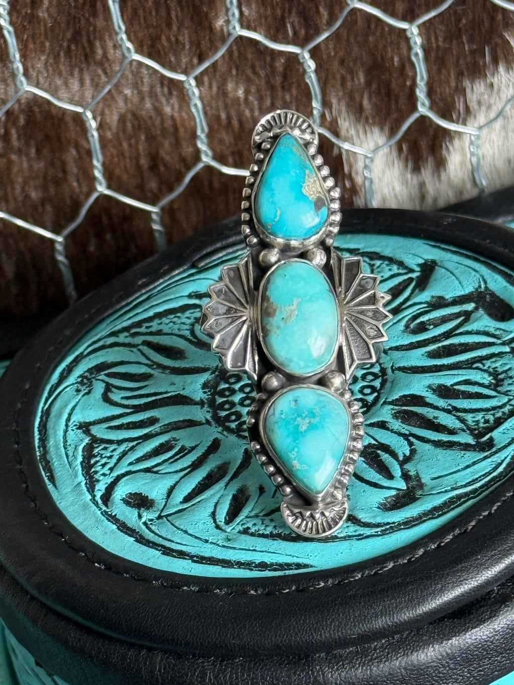 Turquoise 3 stone ring