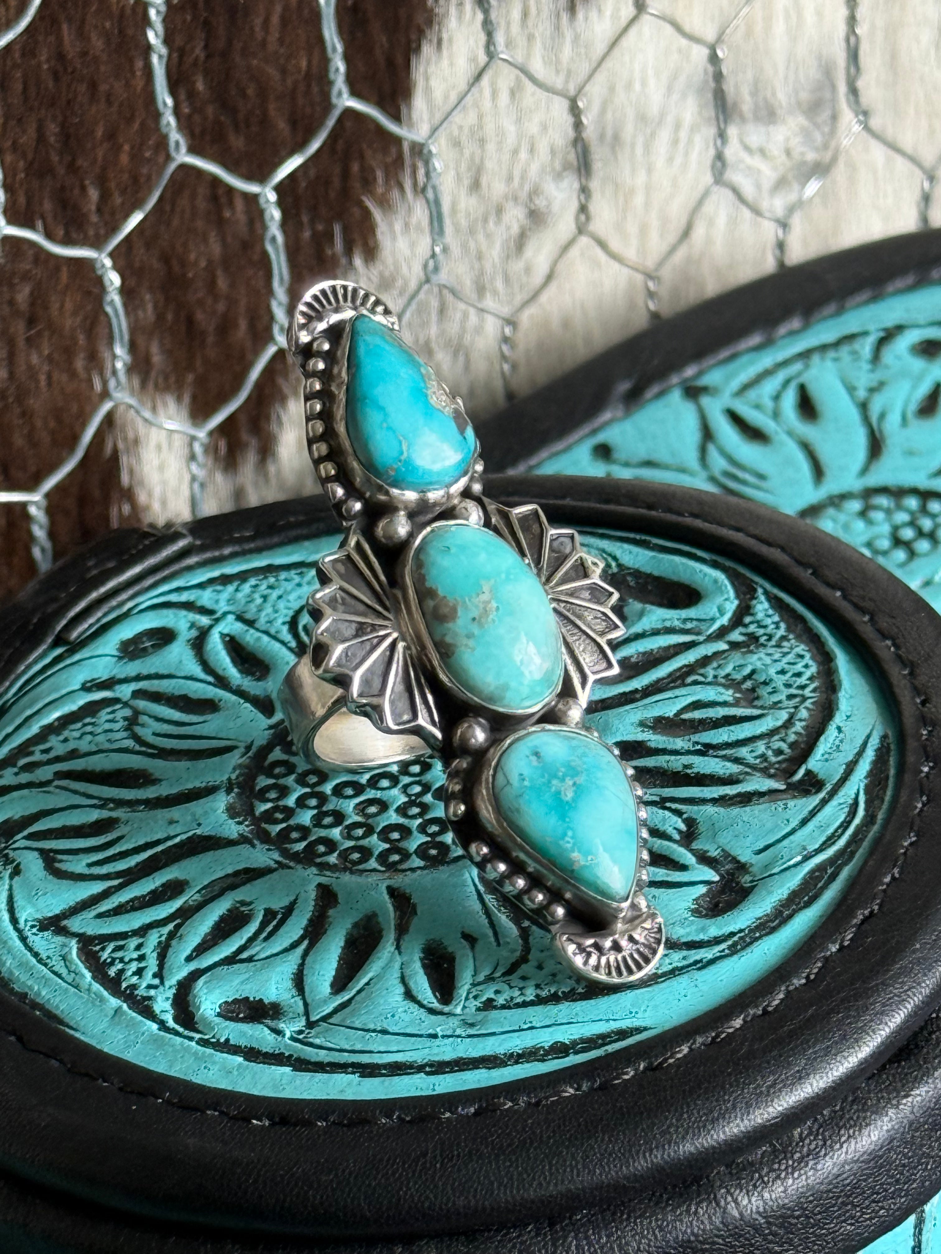 Turquoise 3 stone ring