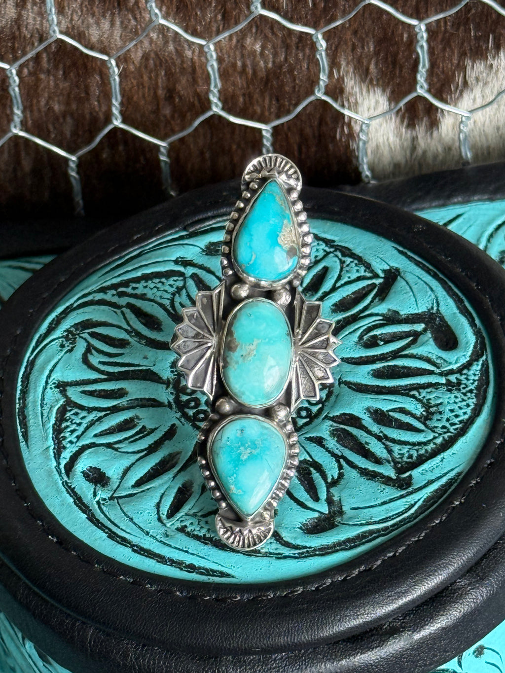Turquoise 3 stone ring