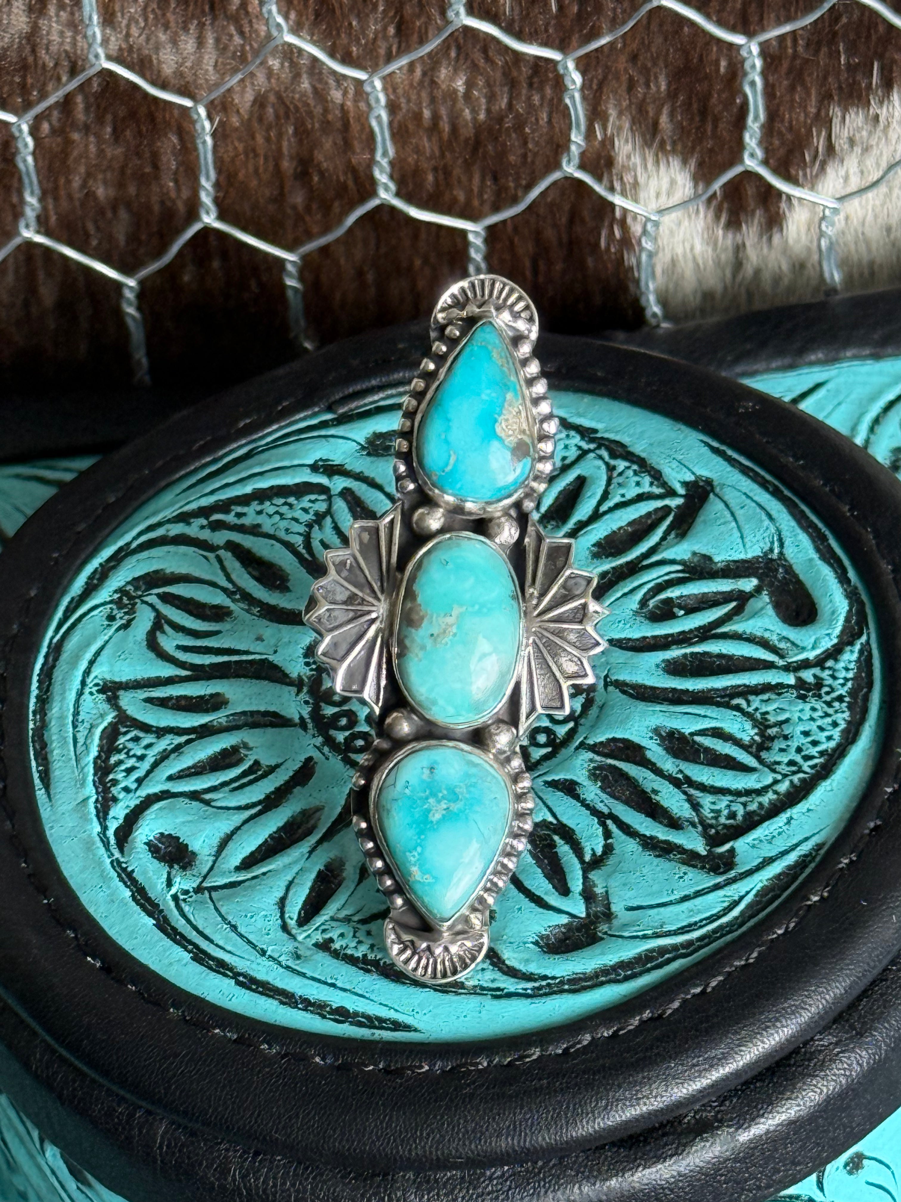 Turquoise 3 stone ring