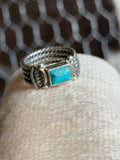 Native made thick band turquoise ring