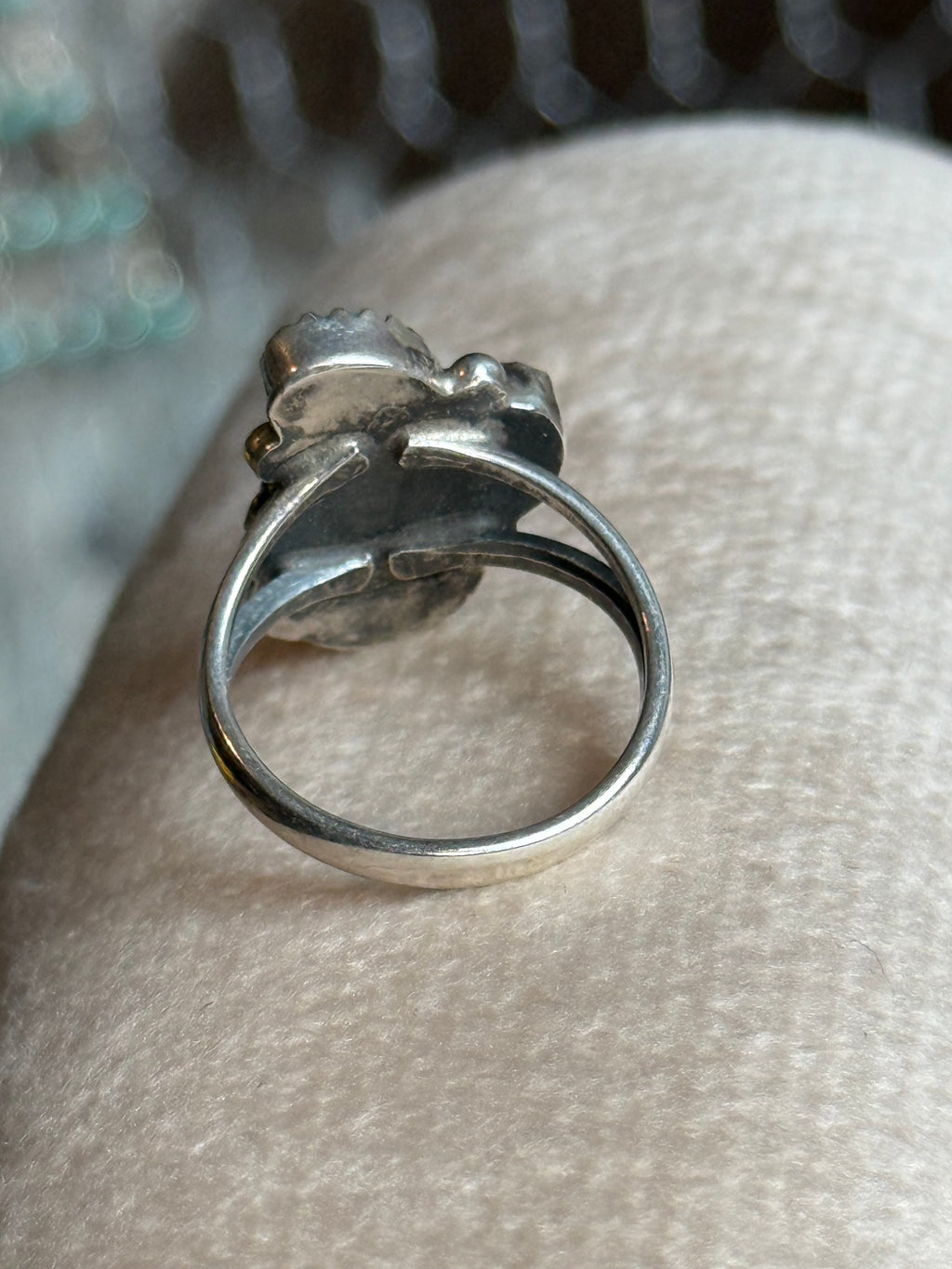 Vintage native made 3 stone turquoise ring