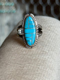 Turquoise inlaid cutout ring