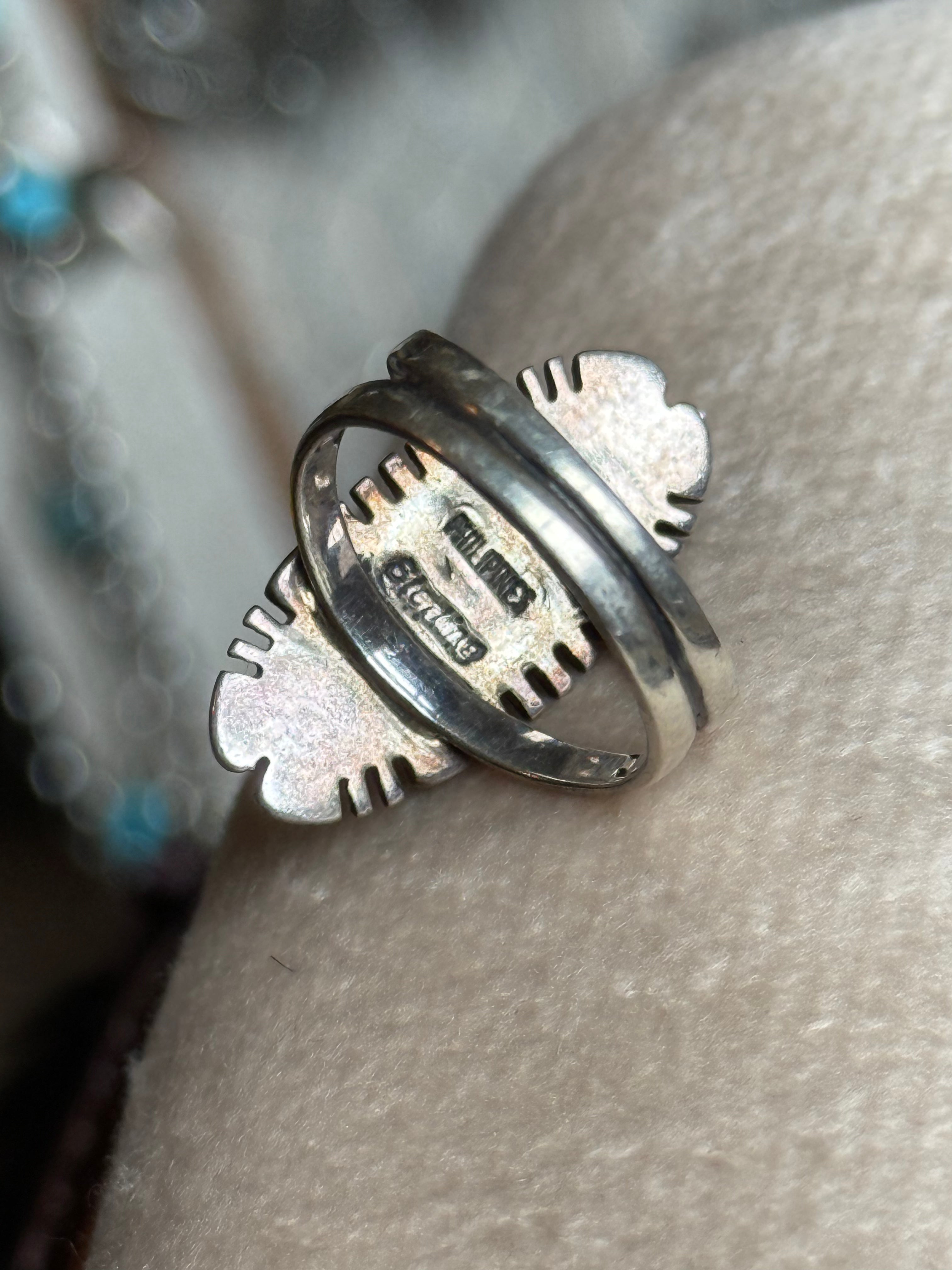 Turquoise inlaid cutout ring