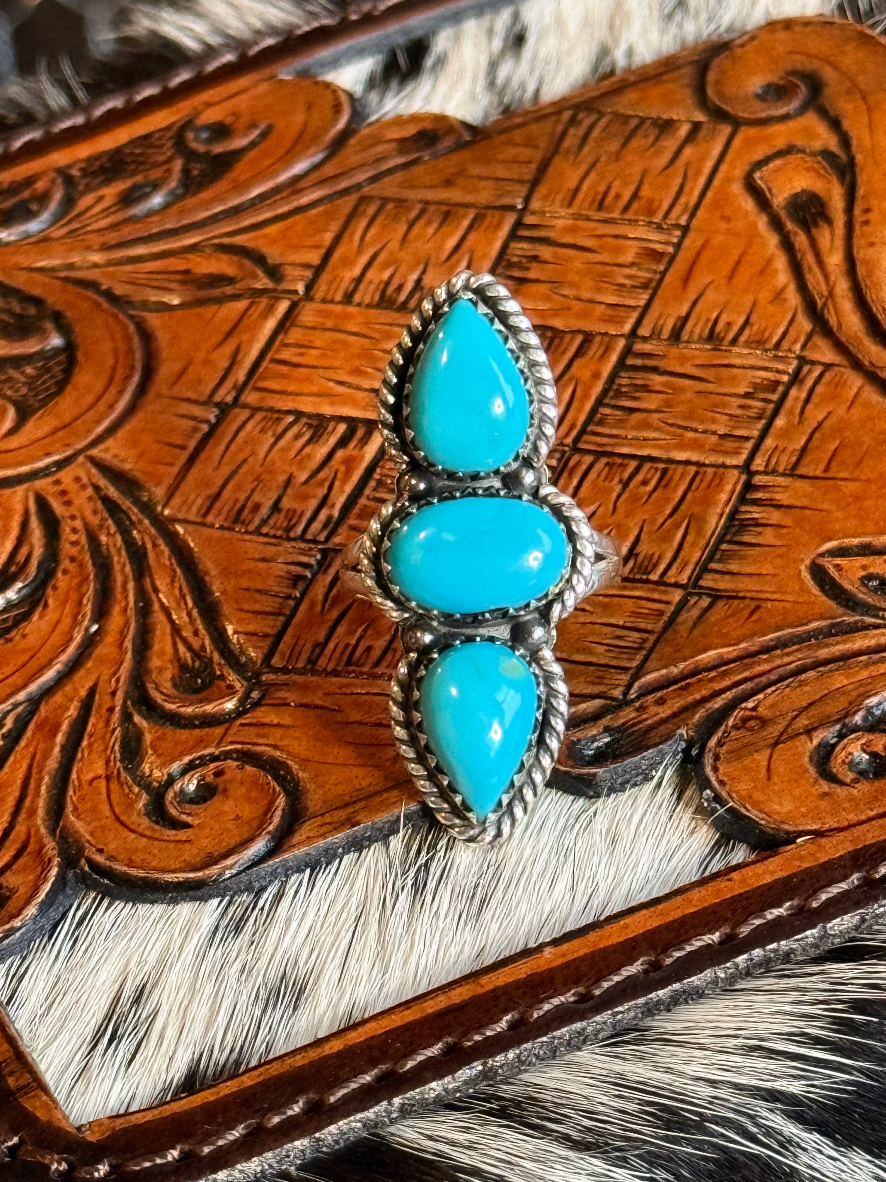 3 stone turquoise ring