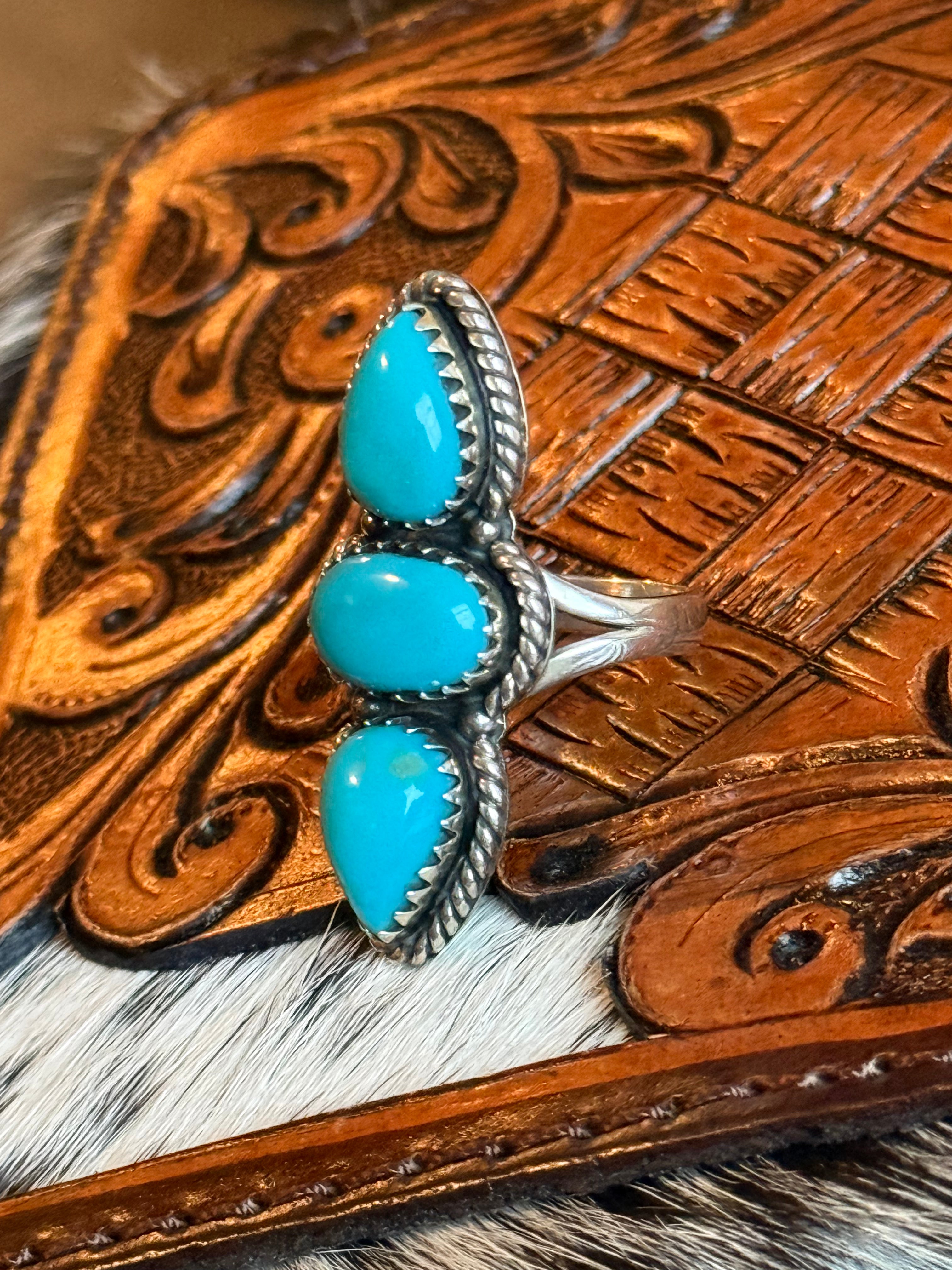 3 stone turquoise ring