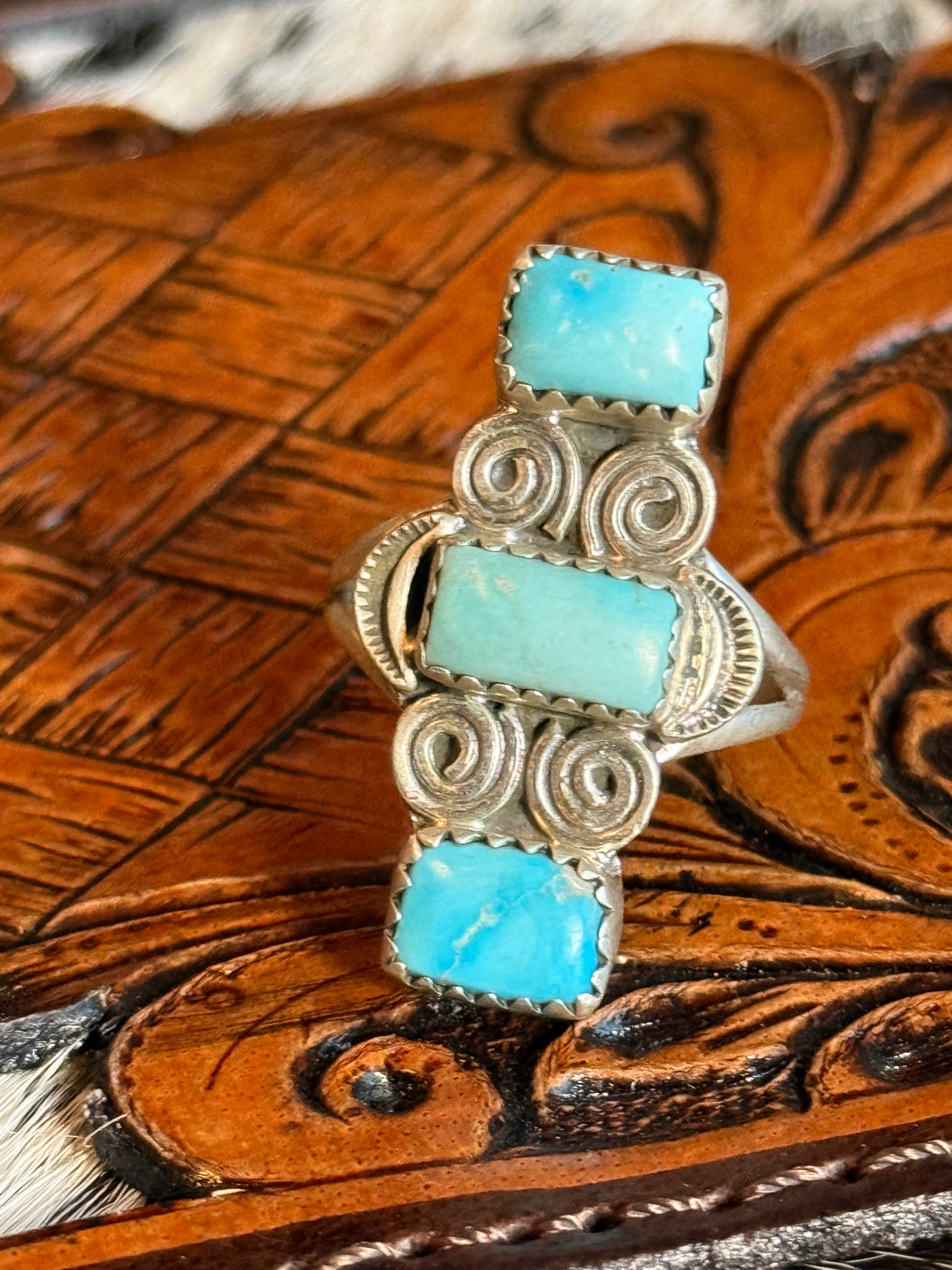 Turquoise 3 stone ring