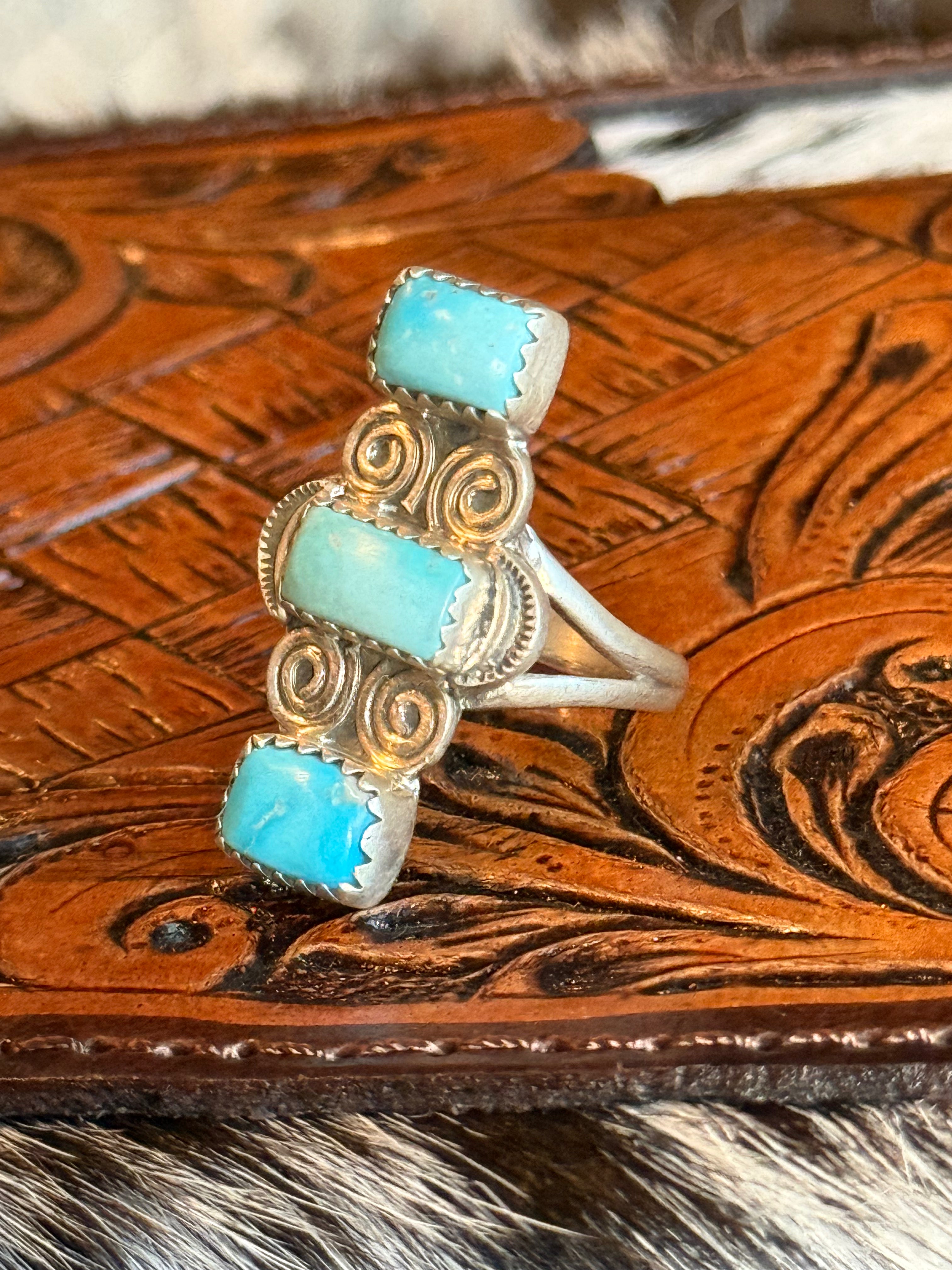 Turquoise 3 stone ring