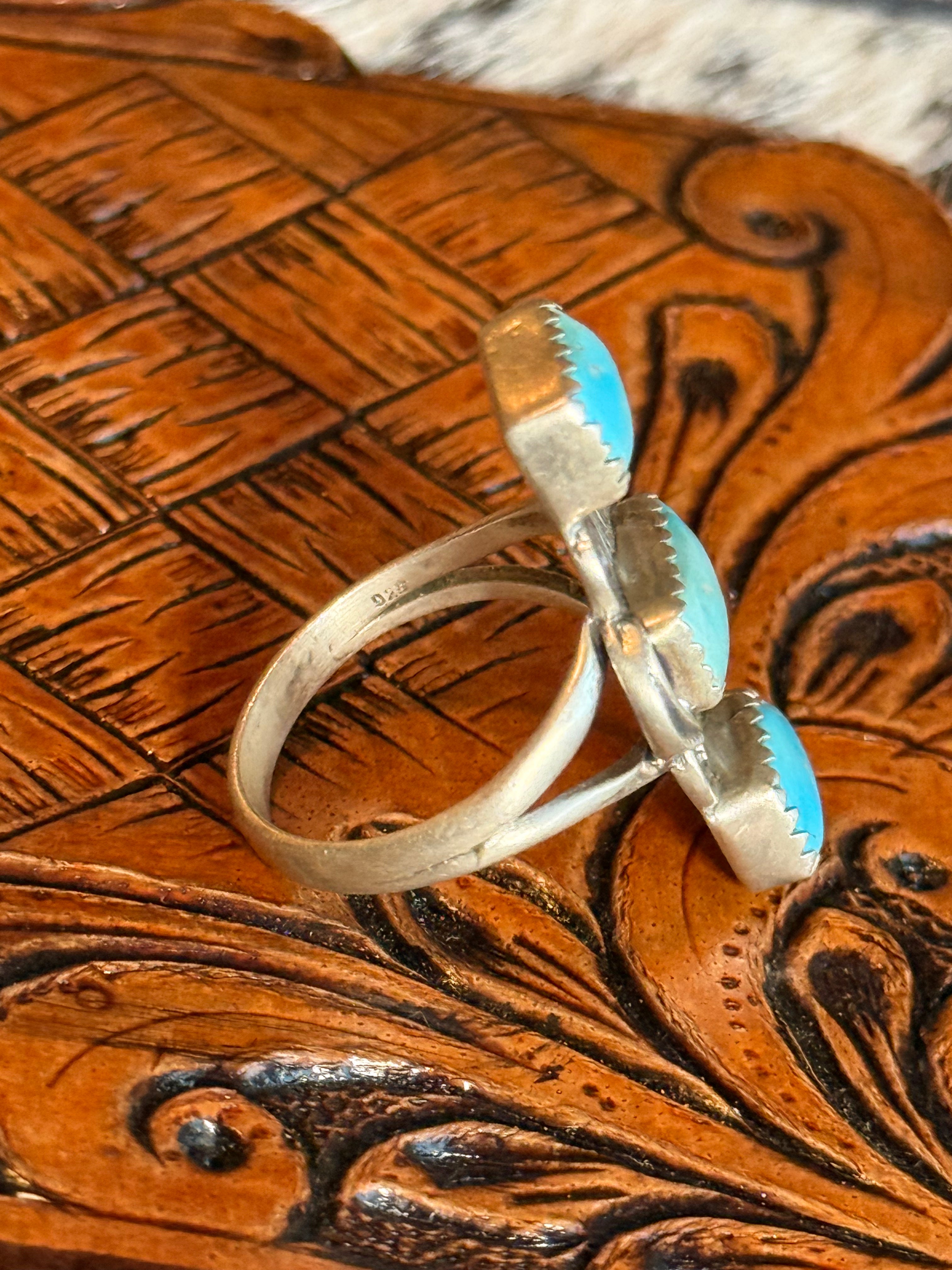 Turquoise 3 stone ring