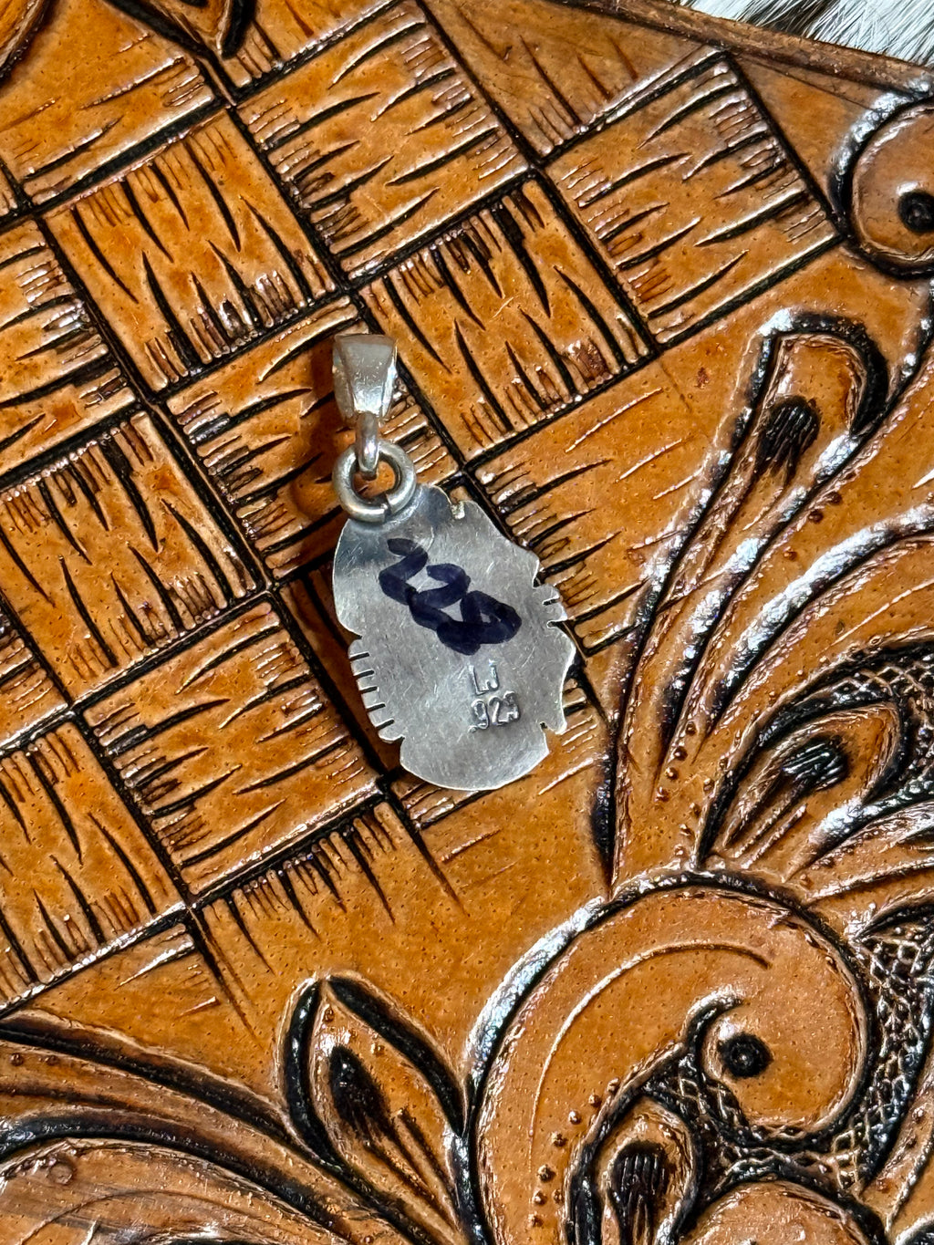 Native made dry creek turquoise pendant