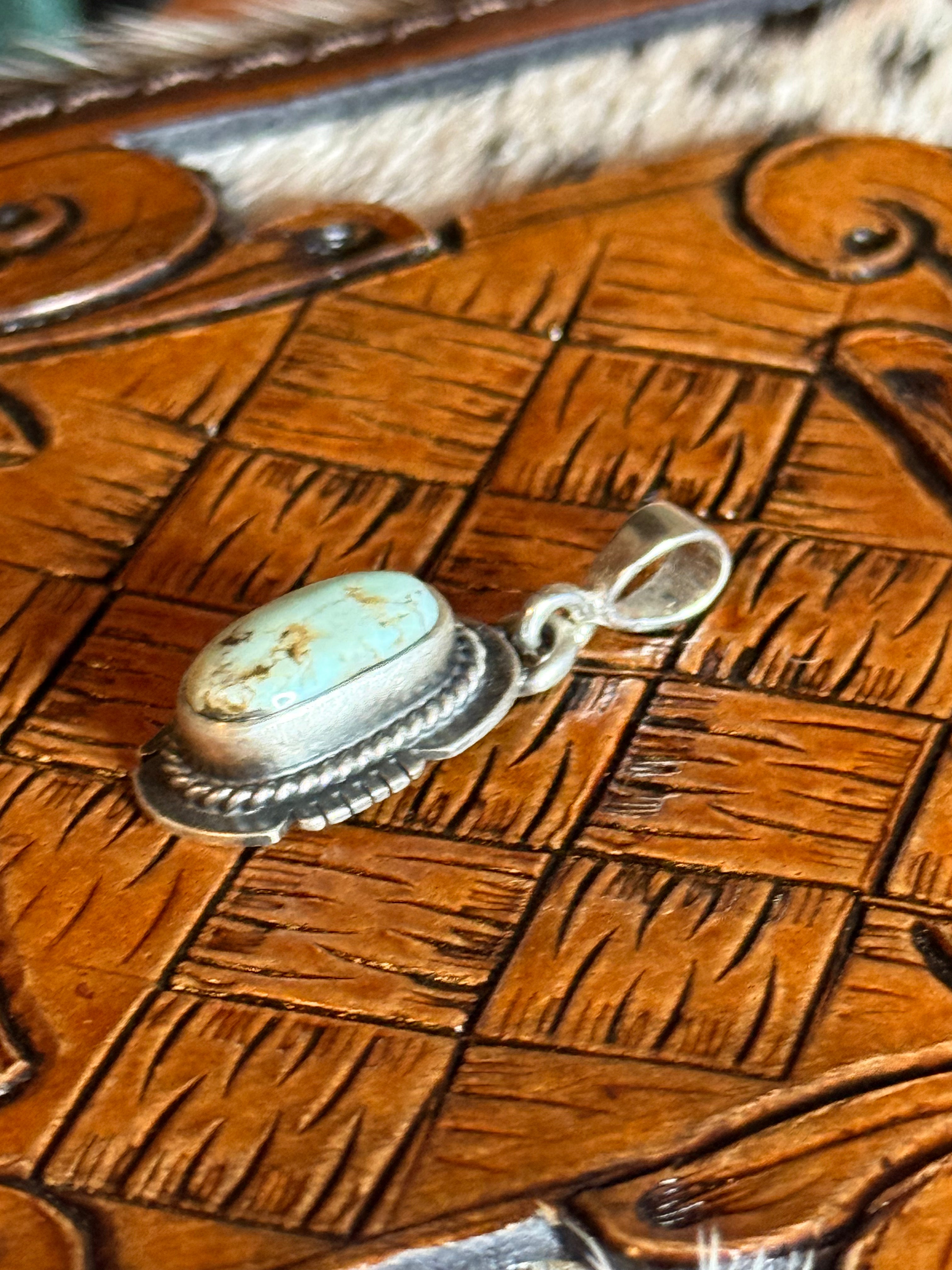 Native made dry creek turquoise pendant