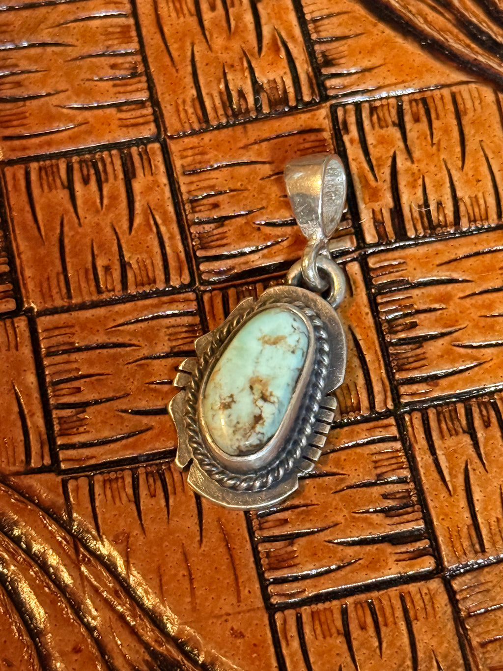 Native made dry creek turquoise pendant