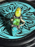 3 stone multi turquoise ring