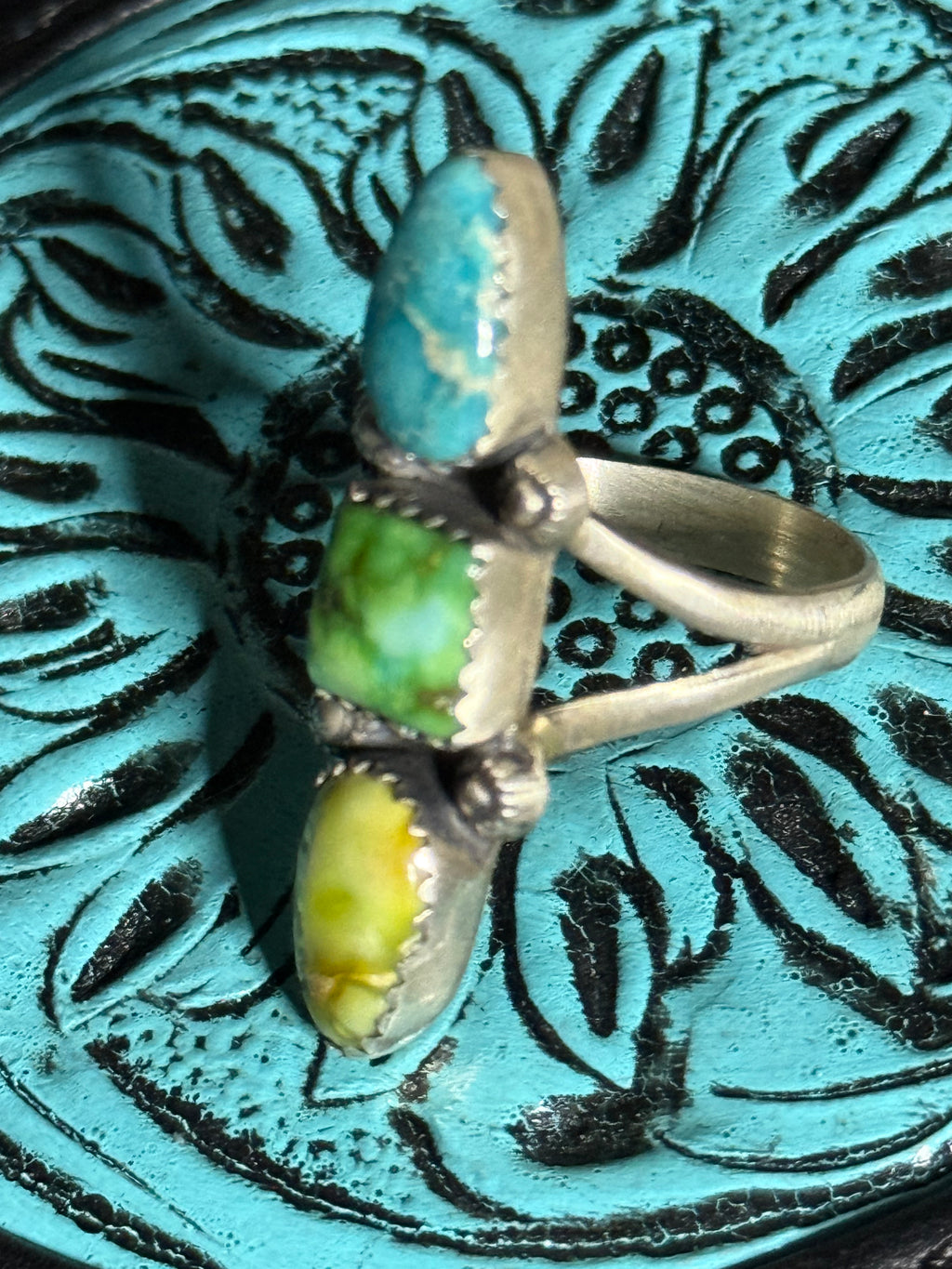 3 stone multi turquoise ring