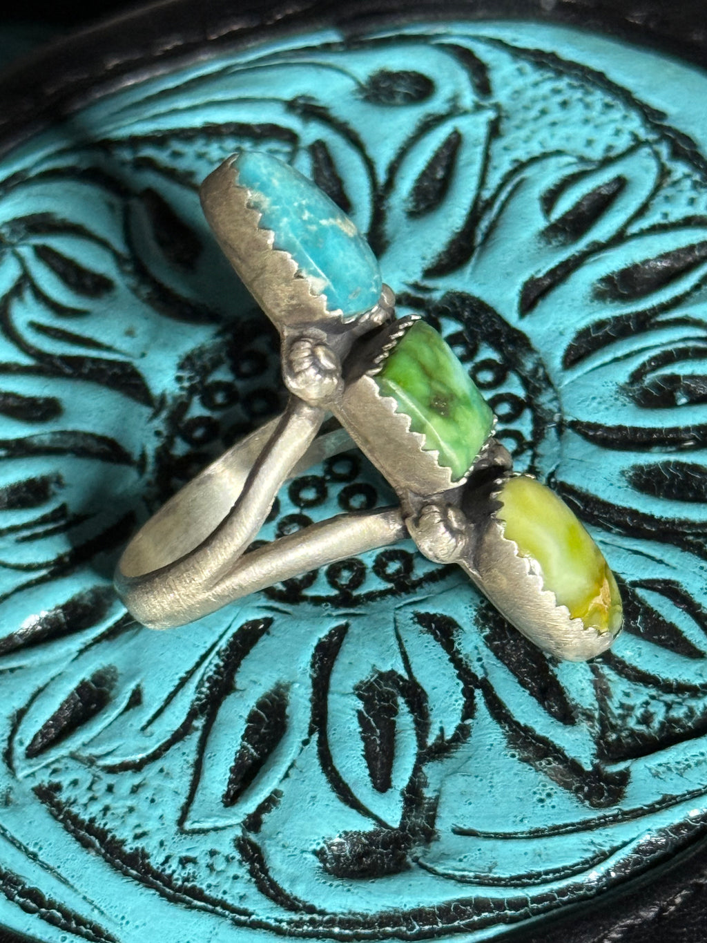 3 stone multi turquoise ring