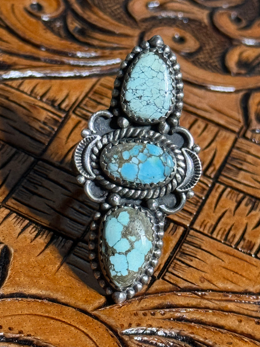 Dry creek turquoise 3 stone ring