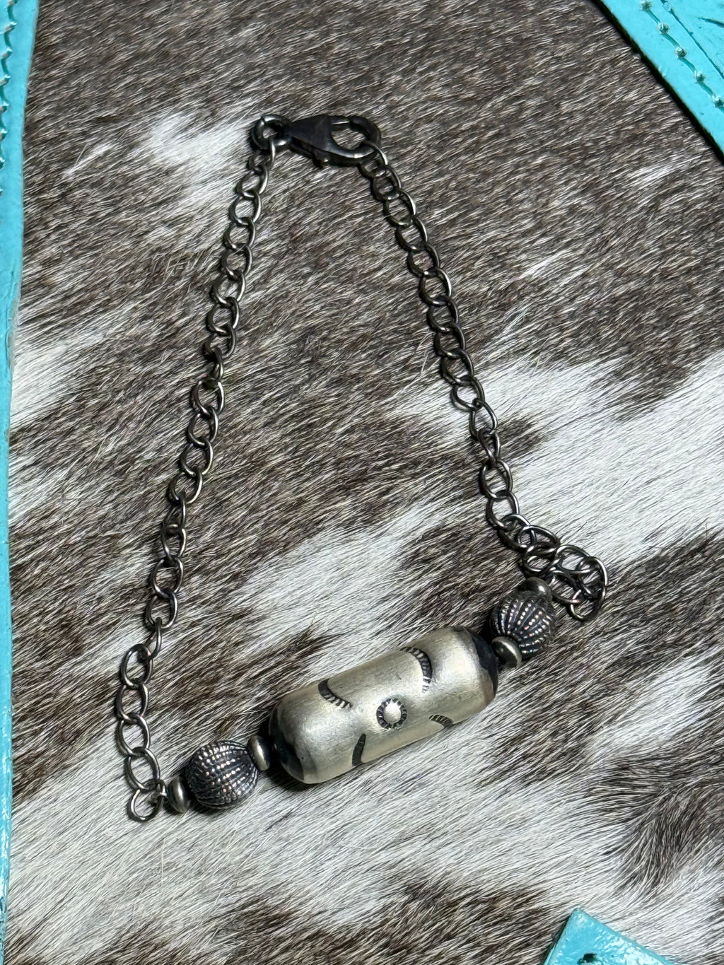 Stamped barrel bead bracelet
