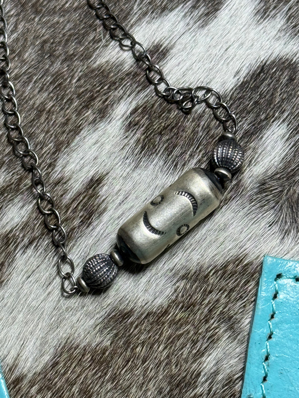 Stamped barrel bead bracelet