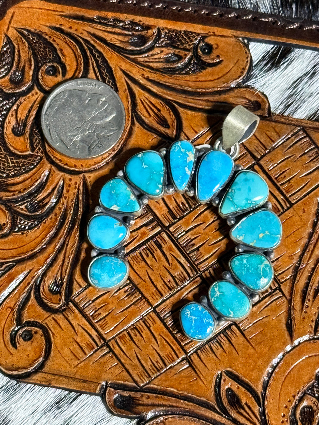 Blue ridge turquoise naja pendant
