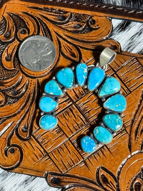 Blue ridge turquoise naja pendant