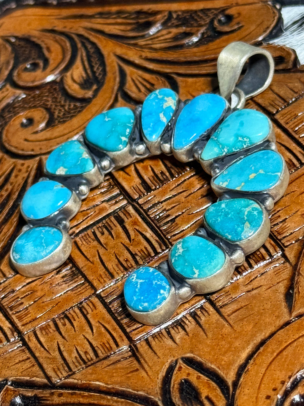 Blue ridge turquoise naja pendant