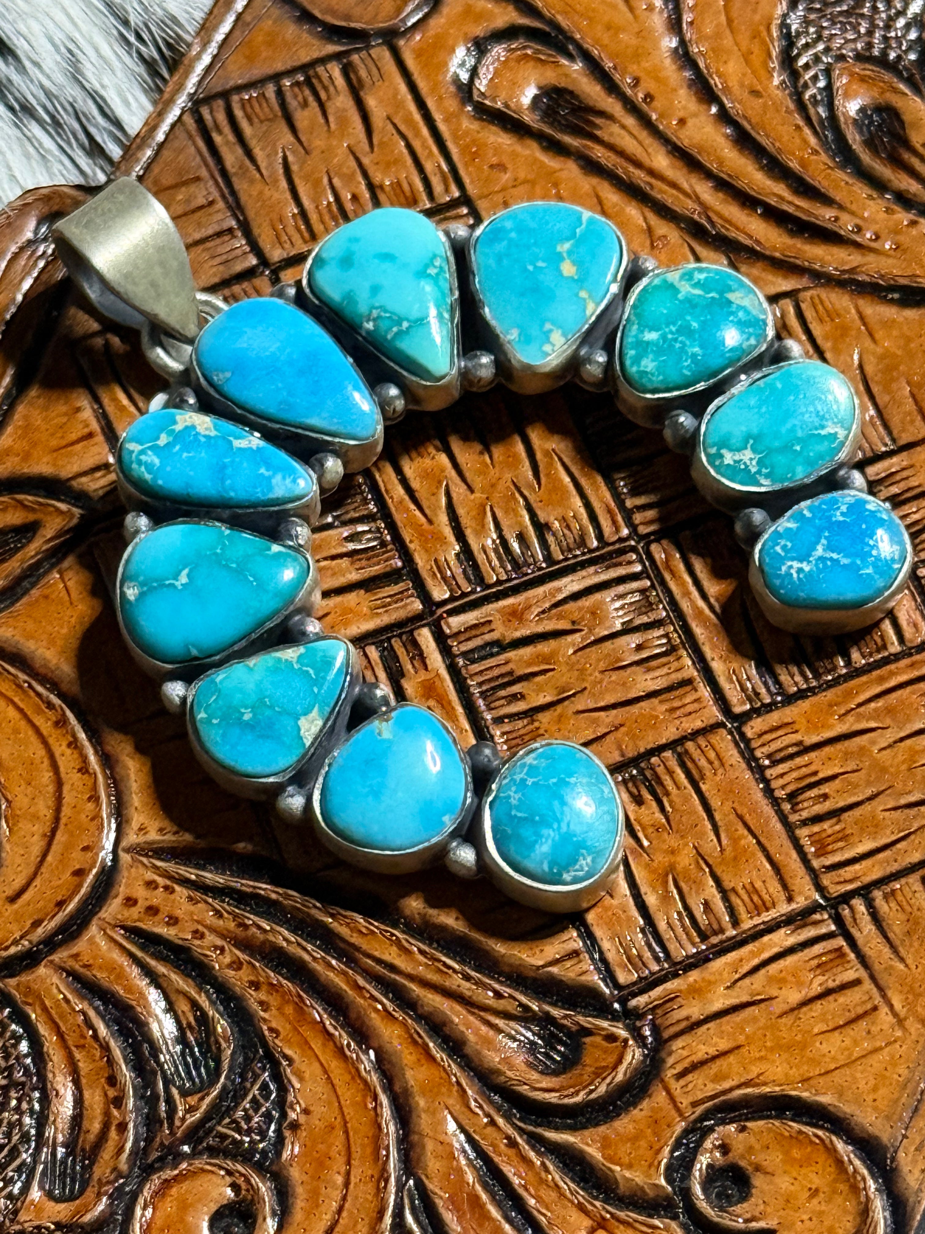 Blue ridge turquoise naja pendant