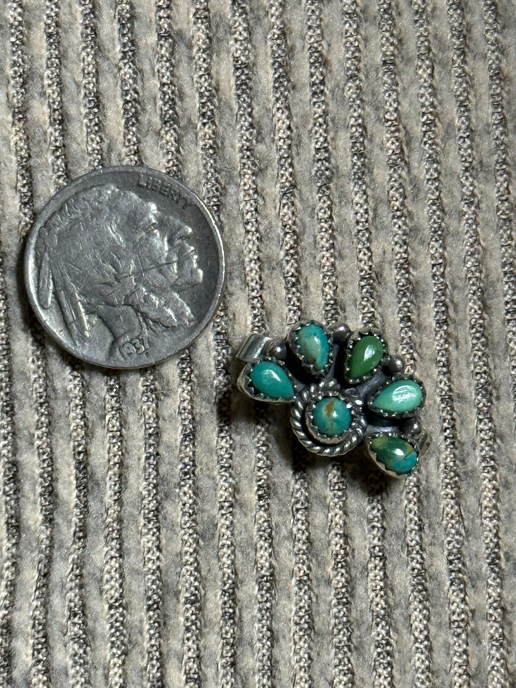 Turquoise and sterling silver watch band charm