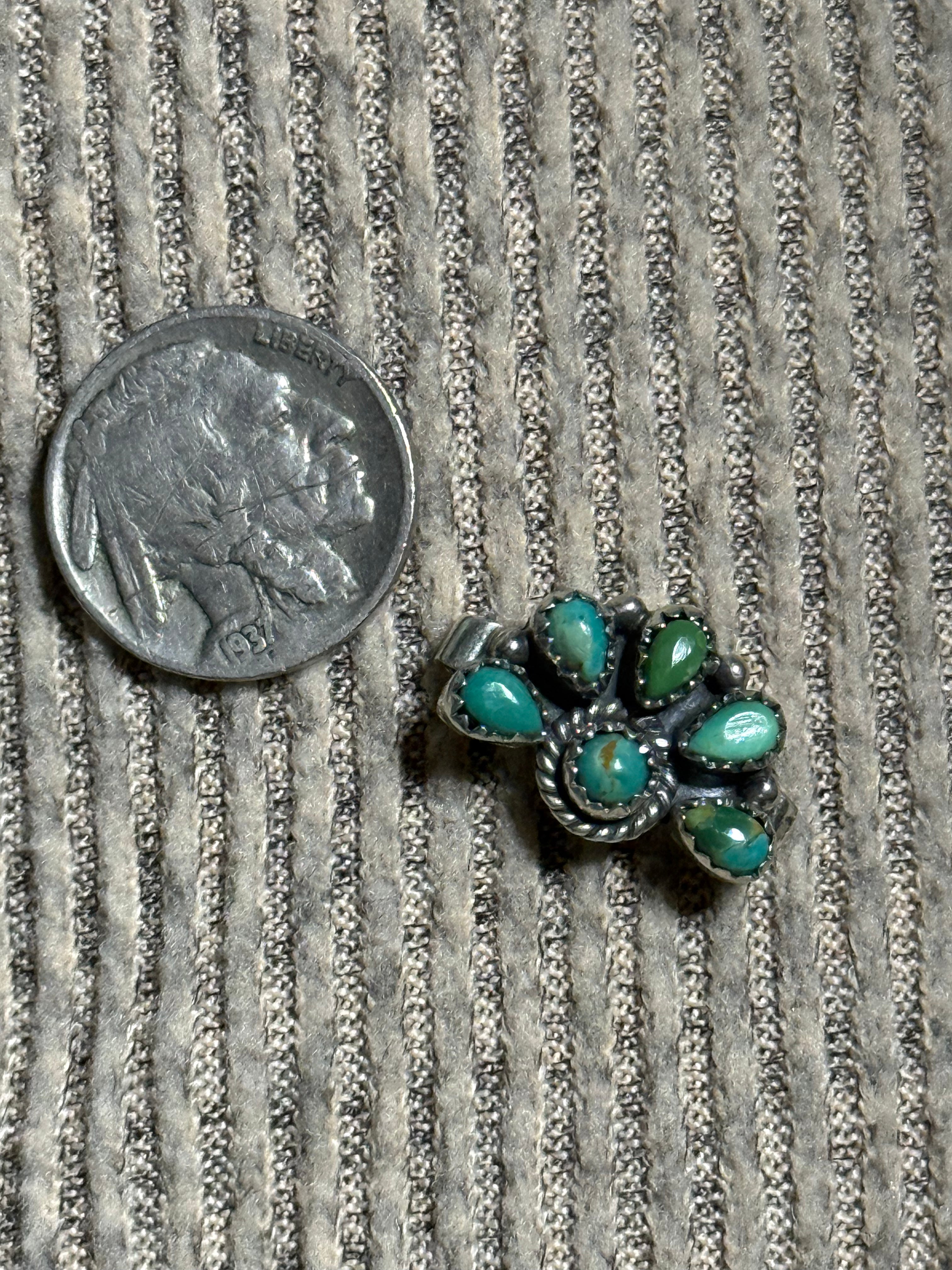 Turquoise and sterling silver watch band charm