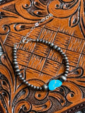 Turquoise & detailed pearls bracelet