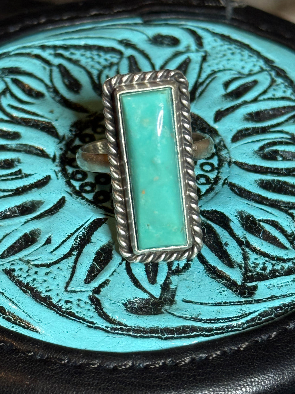 Navajo Johnny Dixon turquoise bar ring