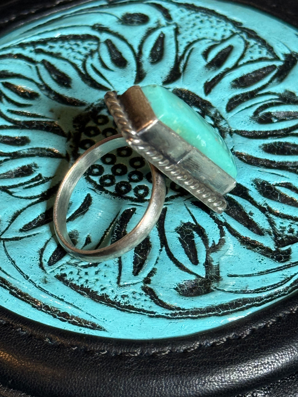 Navajo Johnny Dixon turquoise bar ring