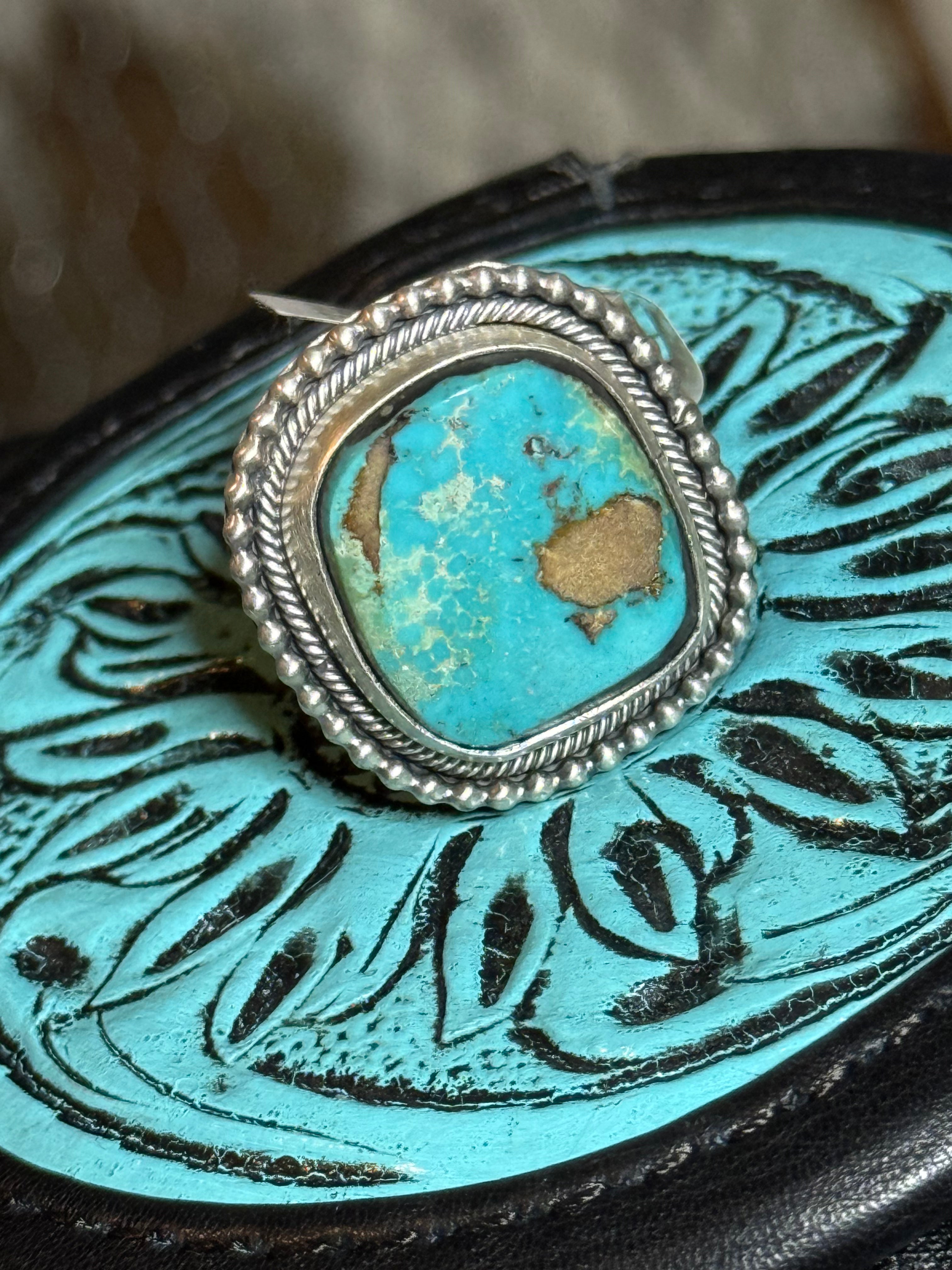 Navajo Scott Skeetz Kingman turquoise ring