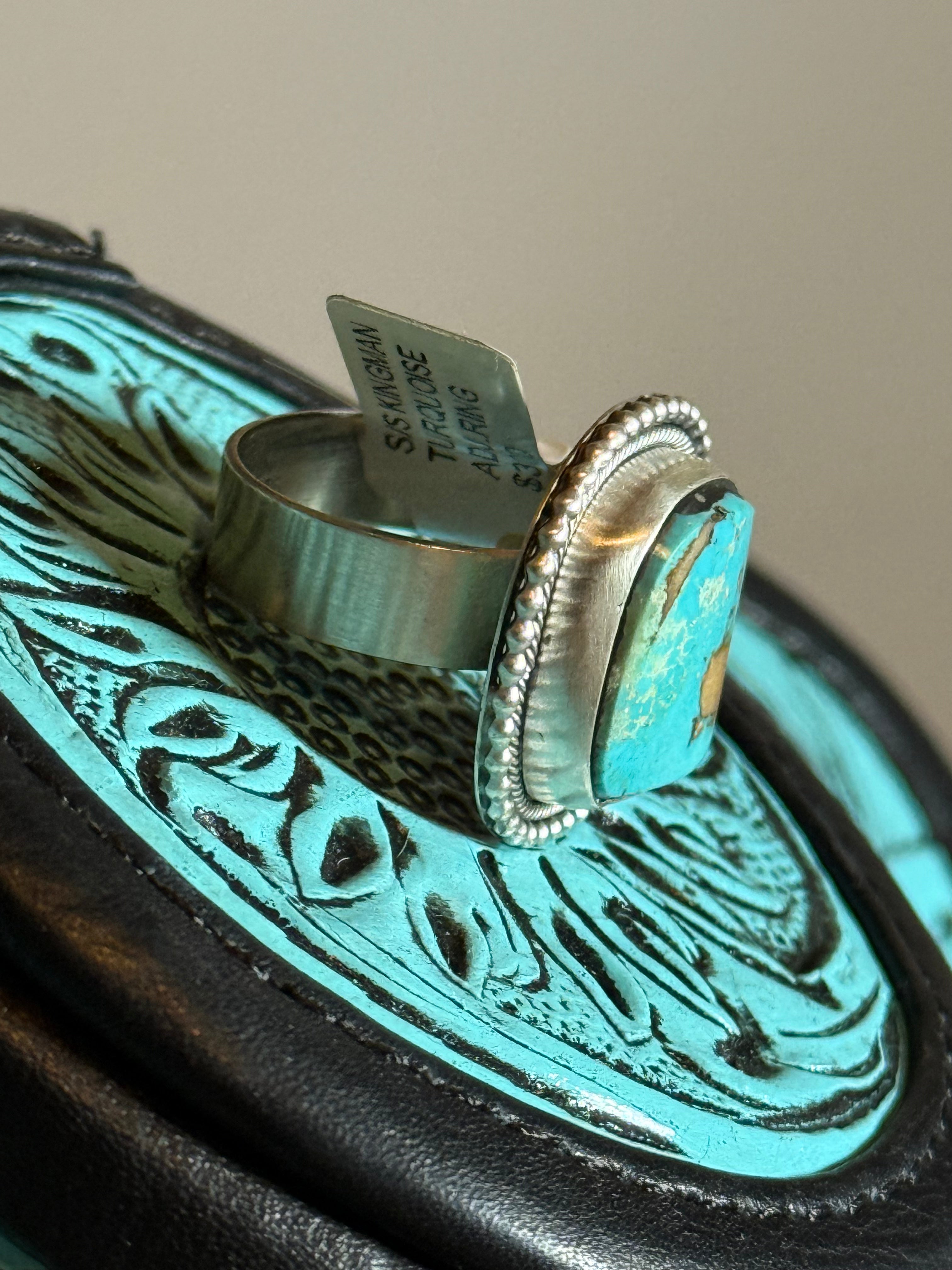 Navajo Scott Skeetz Kingman turquoise ring