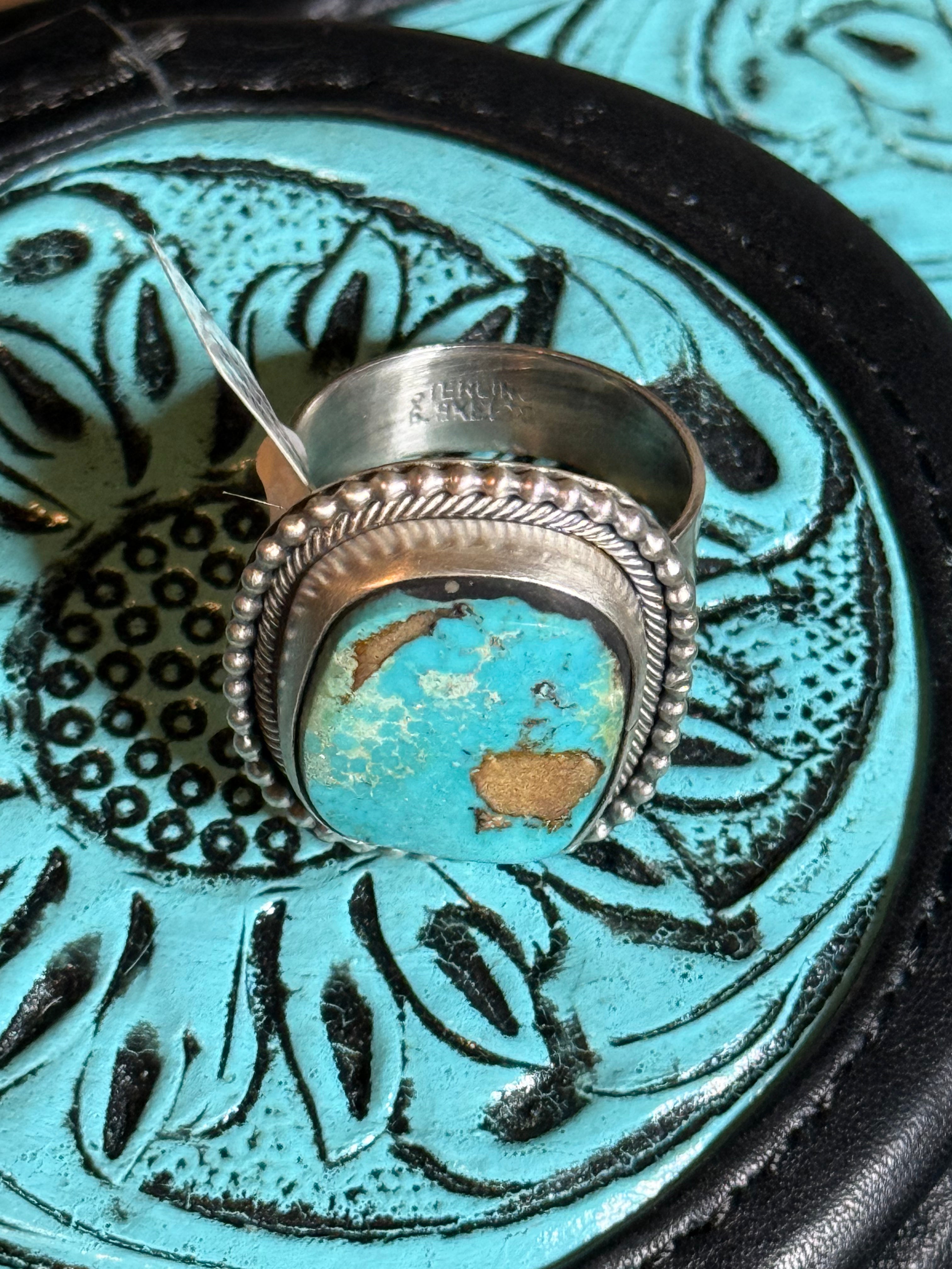 Navajo Scott Skeetz Kingman turquoise ring