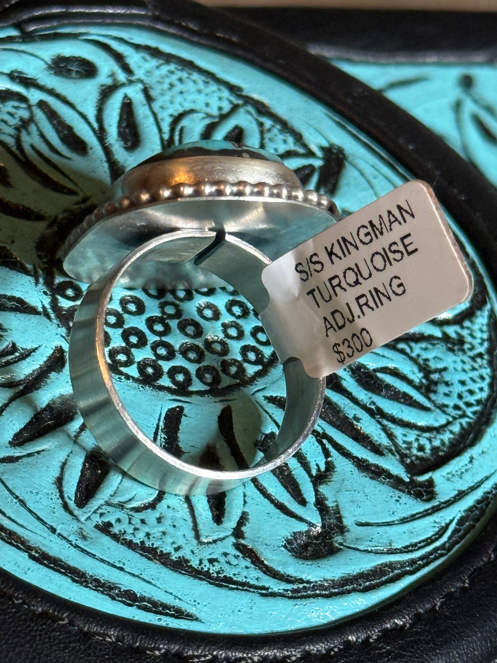 Navajo Scott Skeetz Kingman turquoise ring