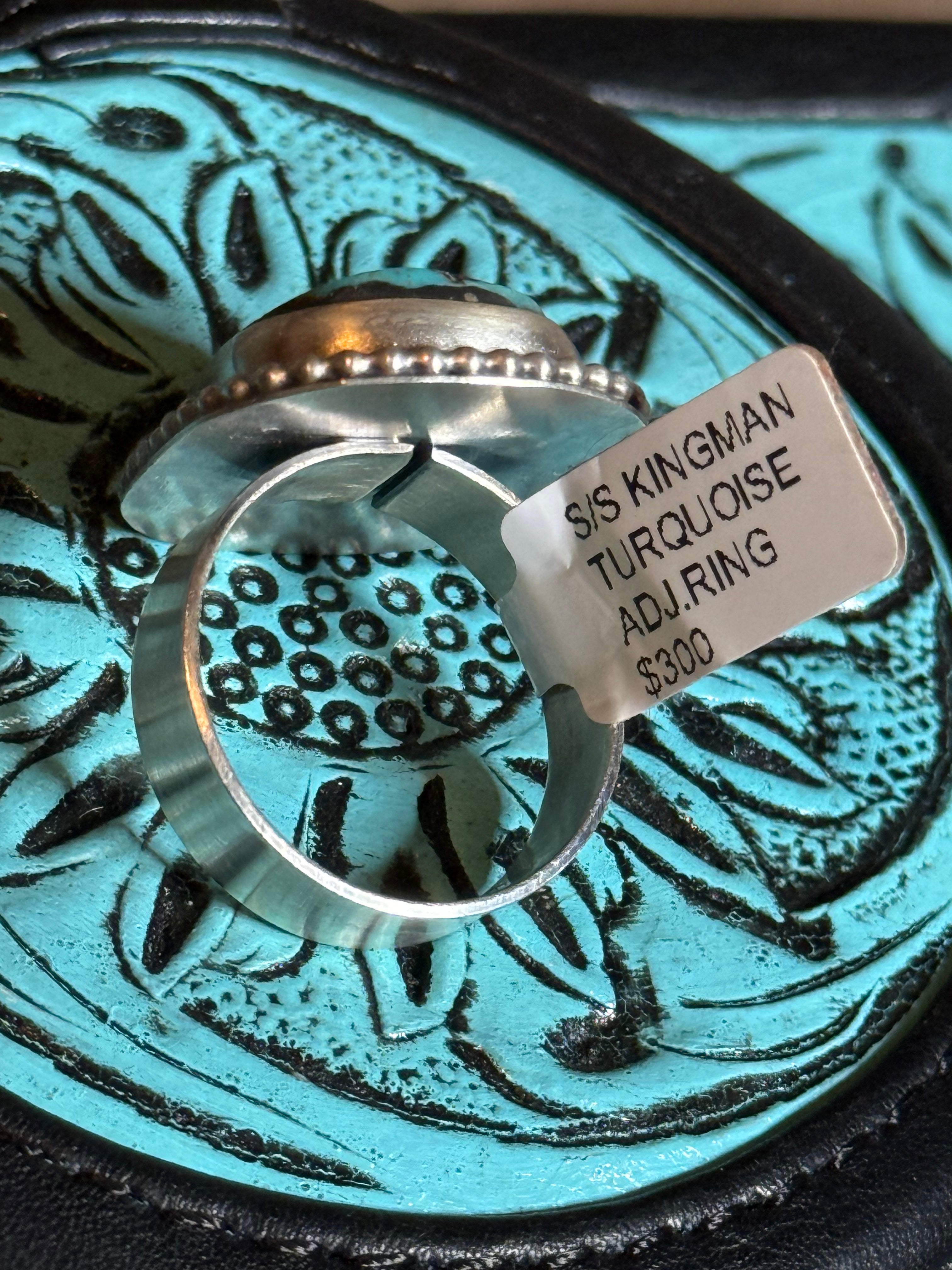 Navajo Scott Skeetz Kingman turquoise ring