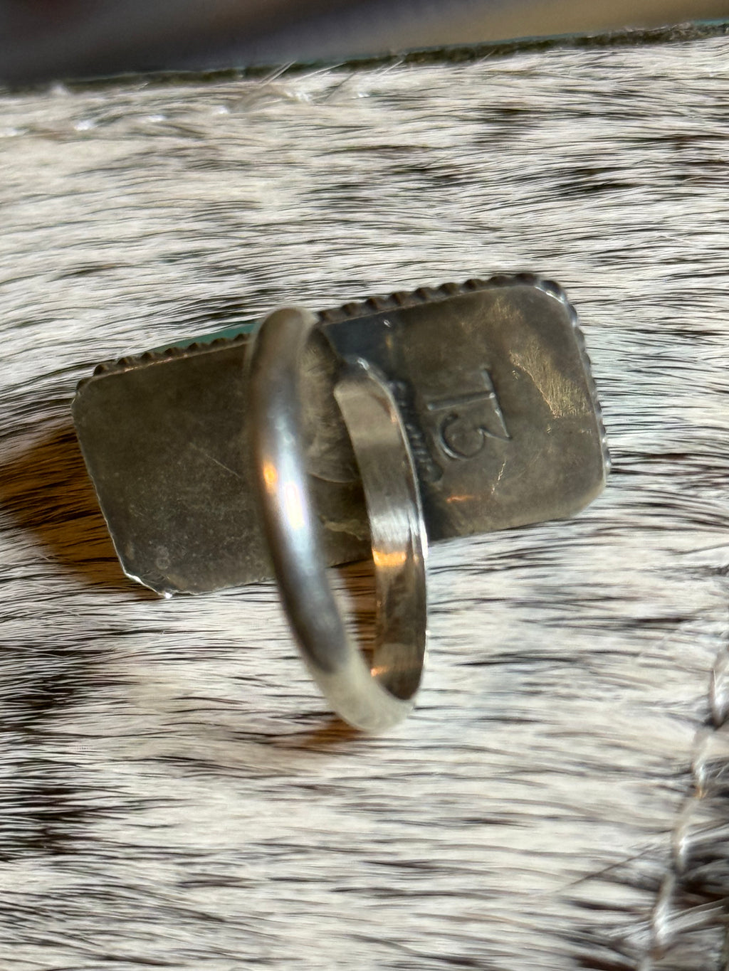 Navajo Tia Long turquoise bar ring