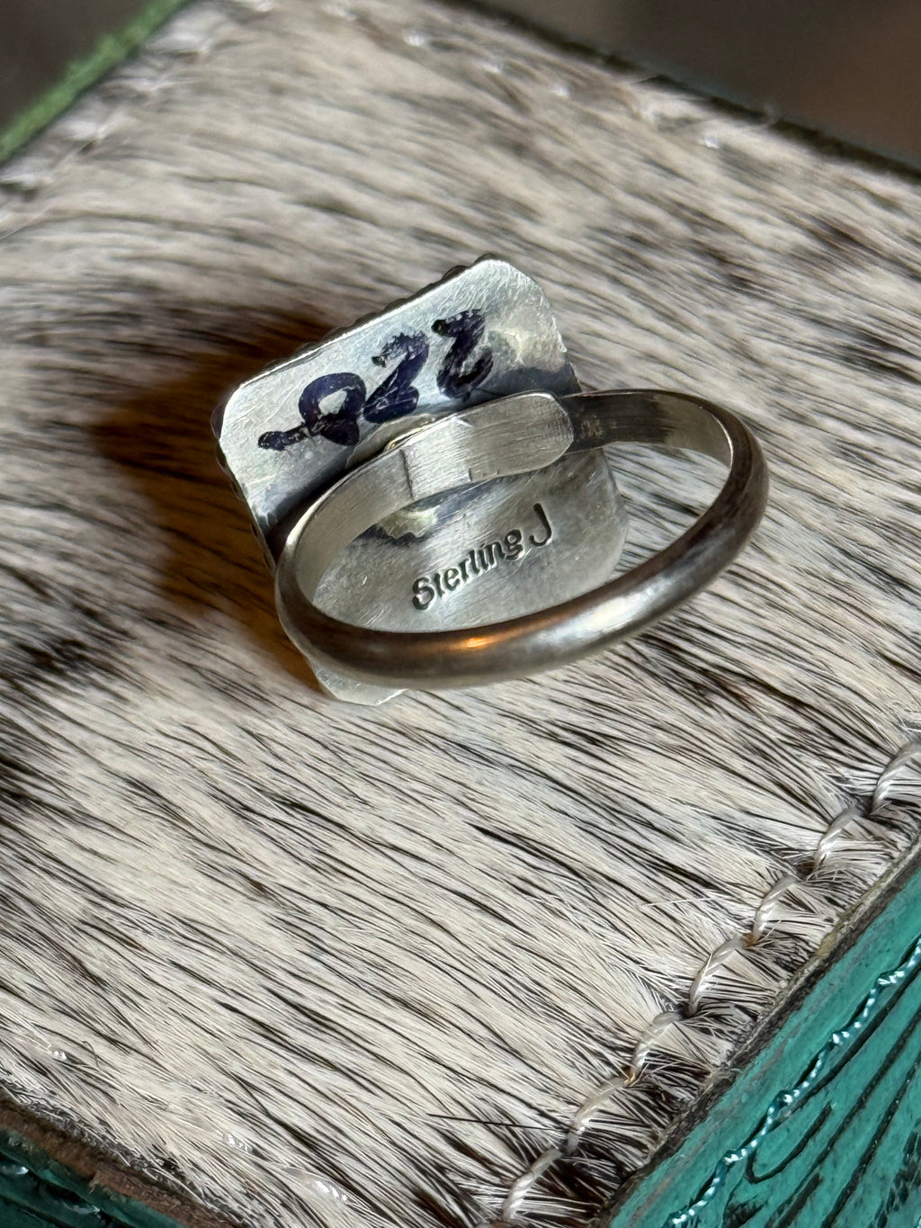 Navajo Johnny Dixon chunky square turquoise ring