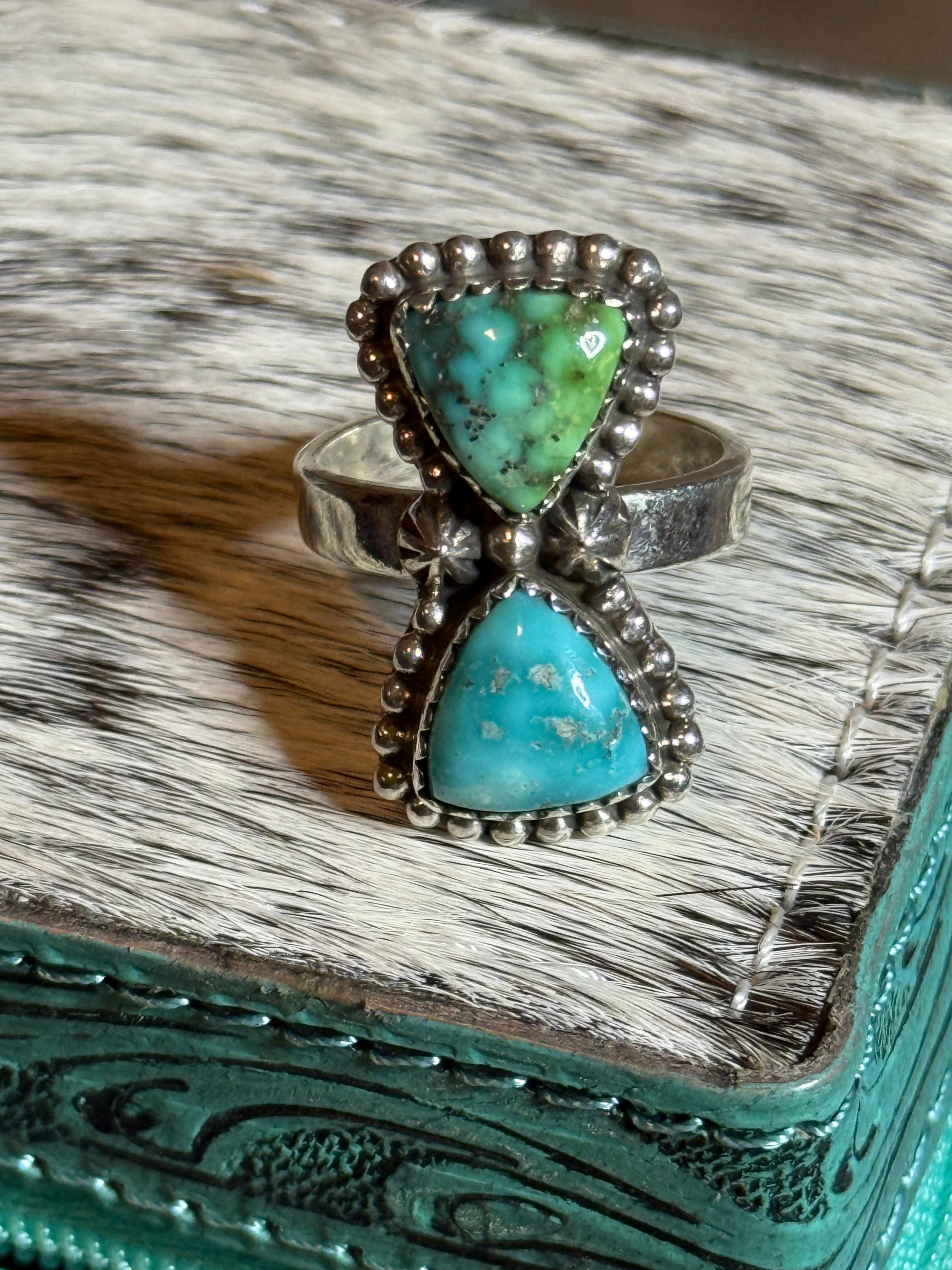 Turquoise triangle ring
